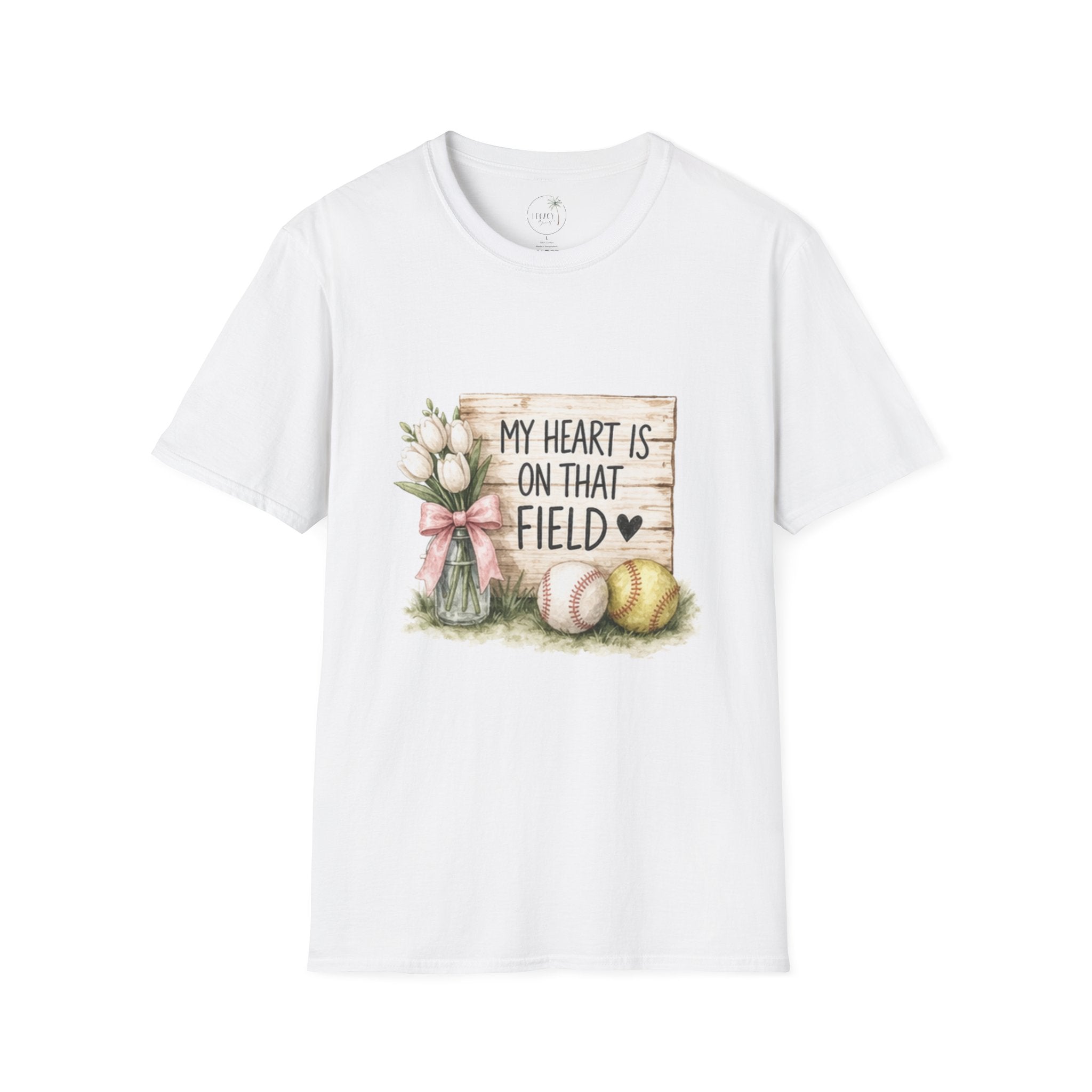 My Heart Is On That Field T-Shirt | Baseball Softball Mom Design