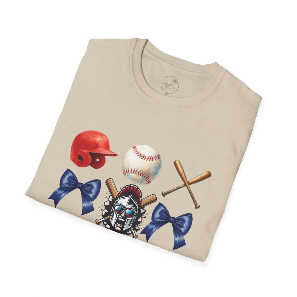 Spartan Baseball Helmet and Gear T-Shirt | Baseball bats, balls, catcher mask, bows