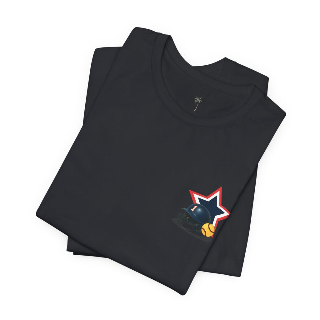 My Favorite Player Calls Me Mom Softball T-Shirt | Proud Softball Mom Tee | Game Day Shirt | Sports Mom Gift with Pocket Design