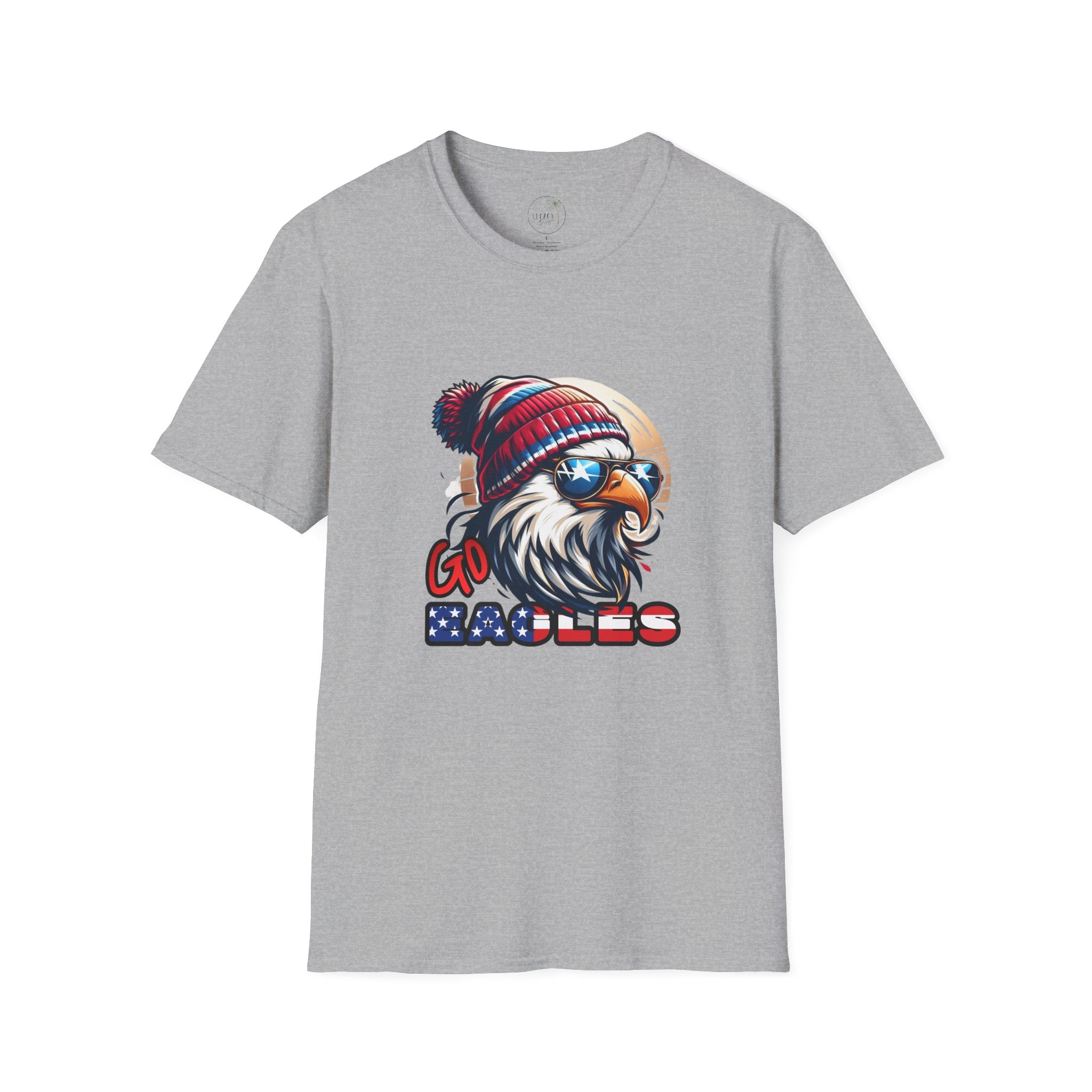 Patriotic Eagle with Beanie T-Shirt | American Flag Colors, Retro Illustration