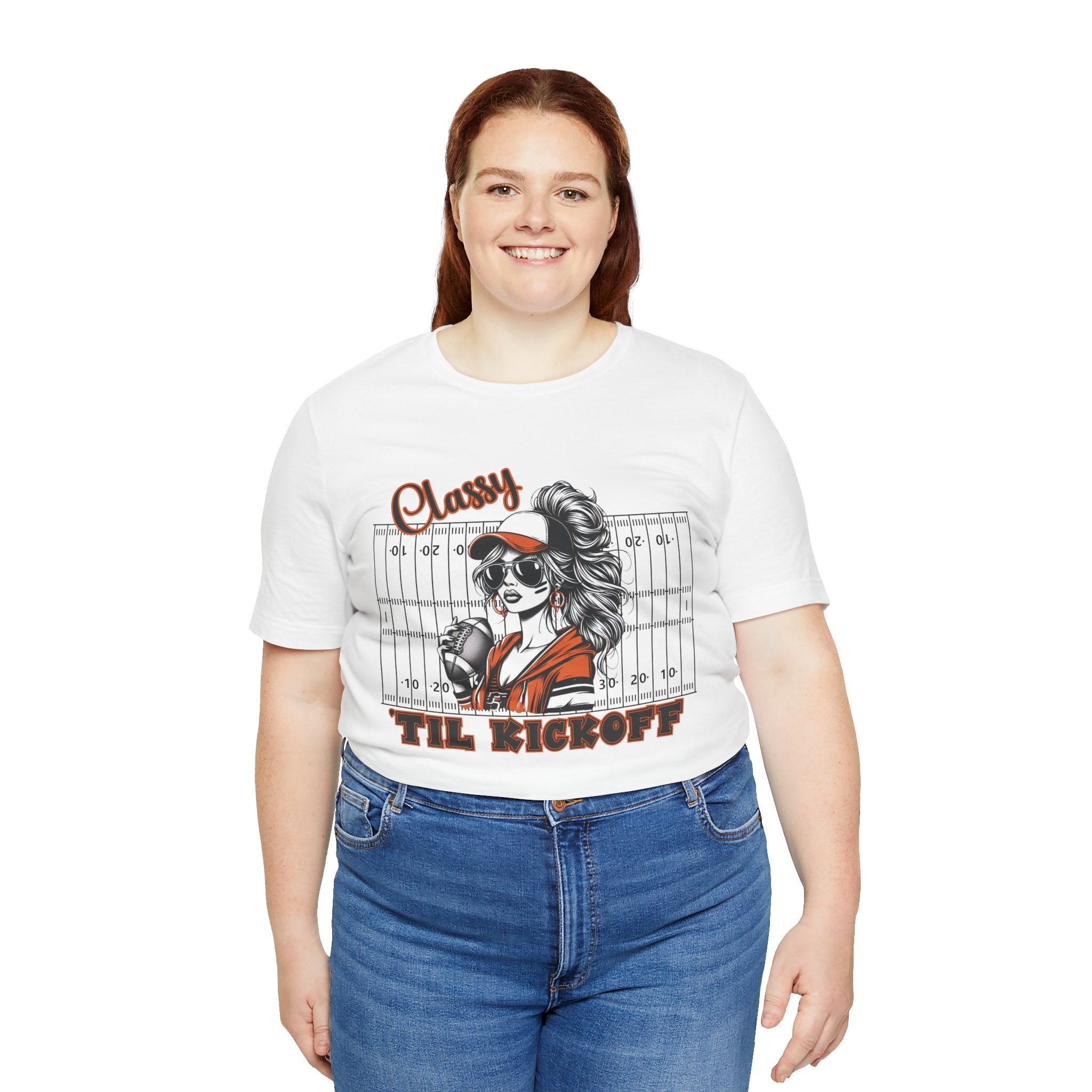 Classy Til Kickoff Football T-Shirt | Womens Game Day Tee | Cute Football Mom Shirt | Tailgate Outfit Fall Sports Fan Gift