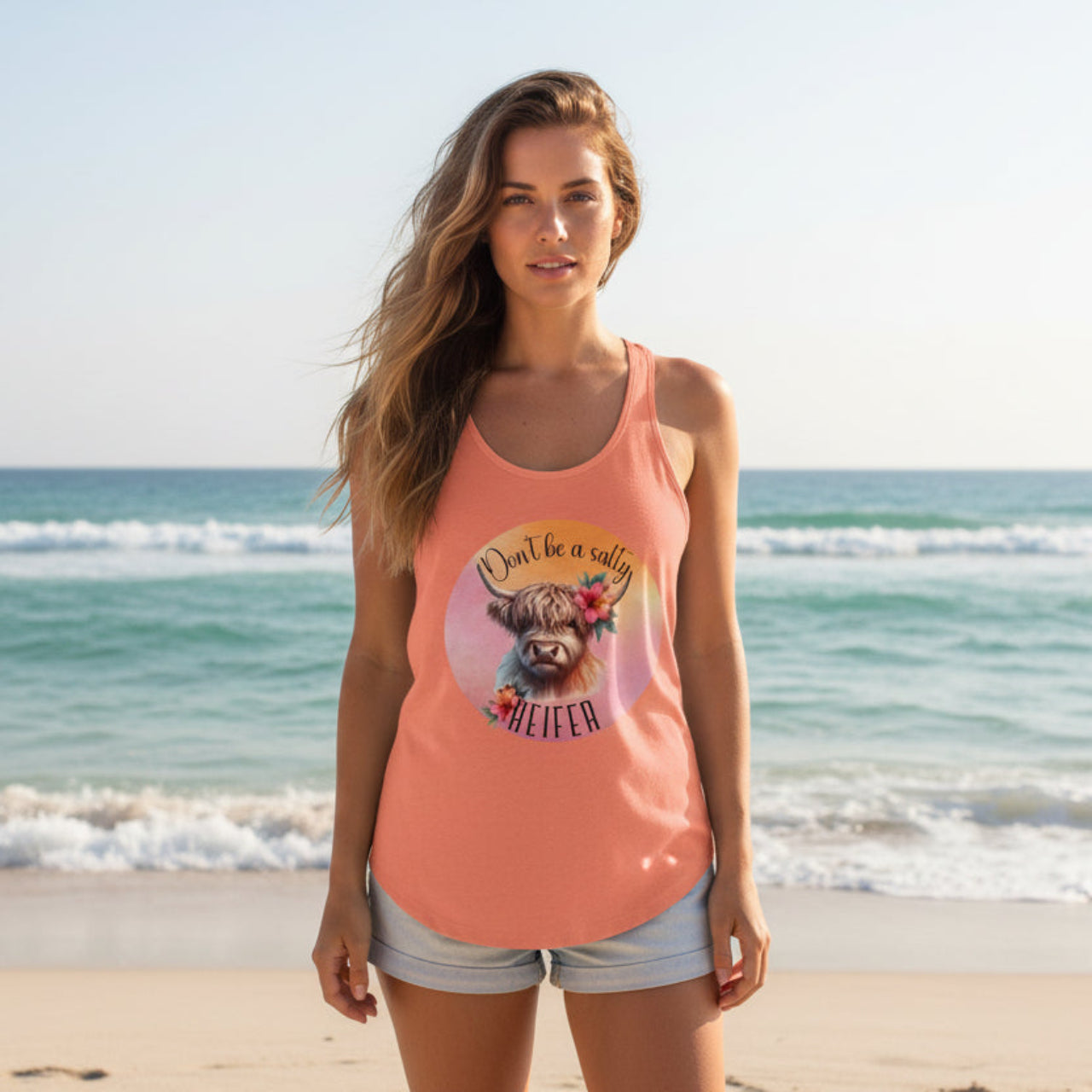 Salty Heifer tank top Women's Ideal Racerback Tank