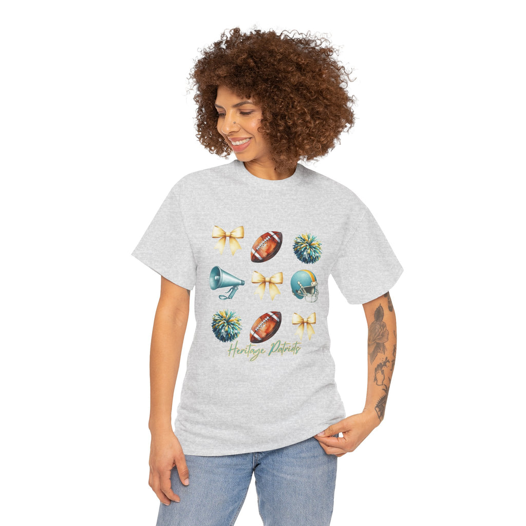 Heritage Patriots Football Icons Tee | Helmet, Ball, Pom Pom, Megaphone