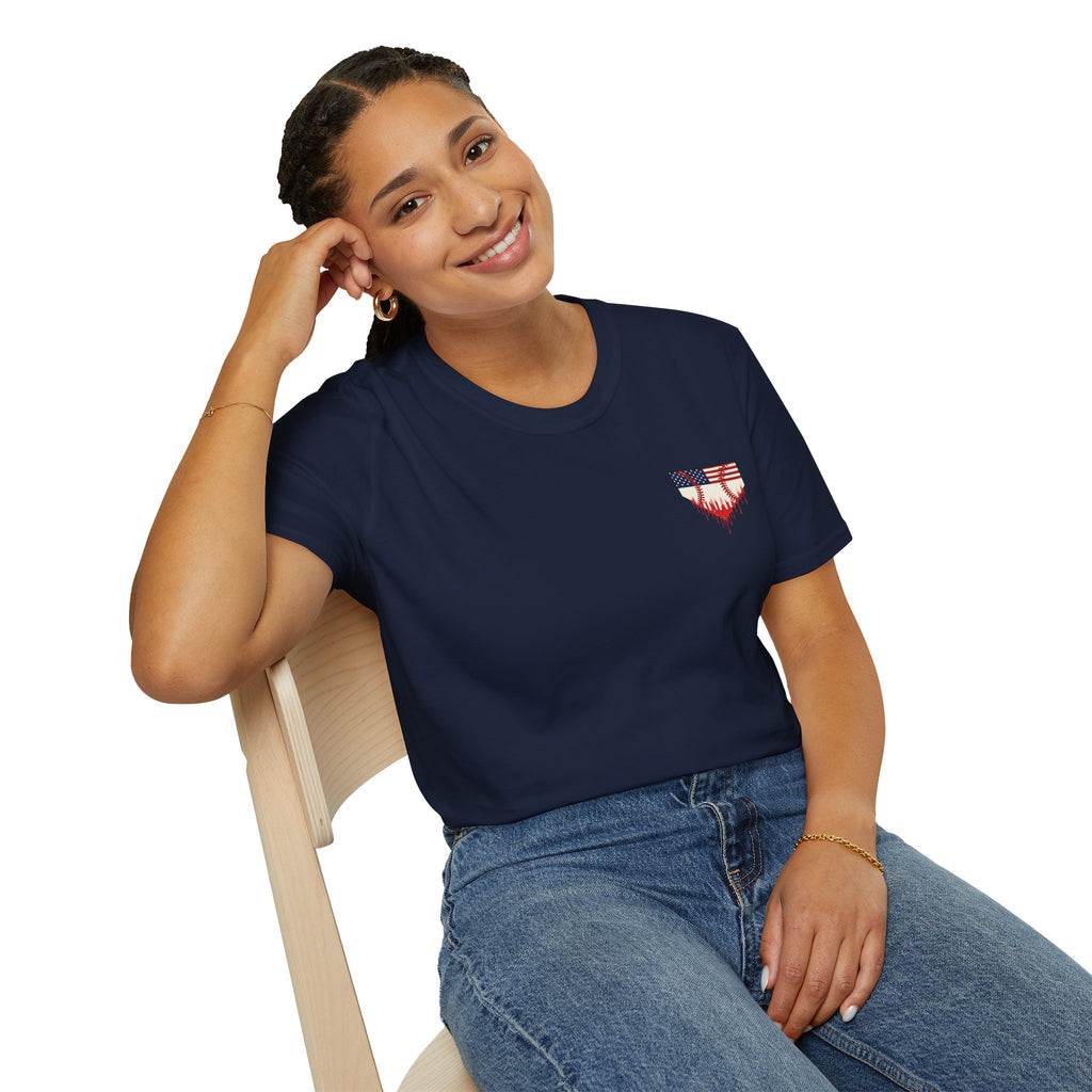 Rebels American Flag Baseball T-Shirt |American Flag Home Plate Drip Design