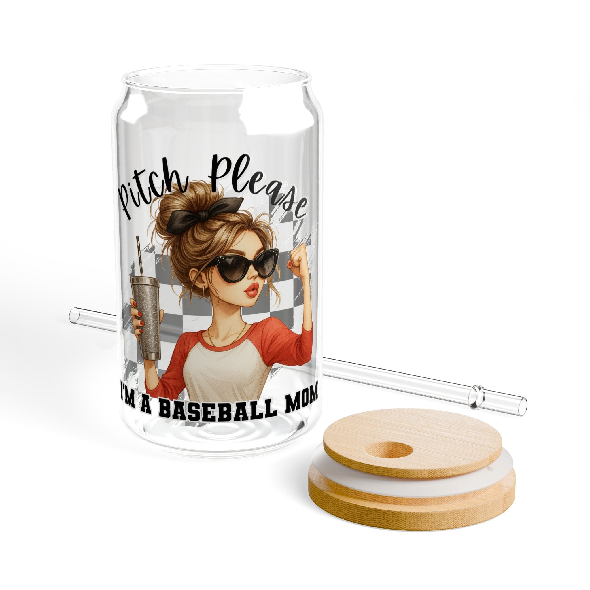 Baseball Mom Sipper Glass, Pitch Please, Sports Drinkware, Gift for Baseball Lovers, Summer Refreshment, 16oz Drinking Jar