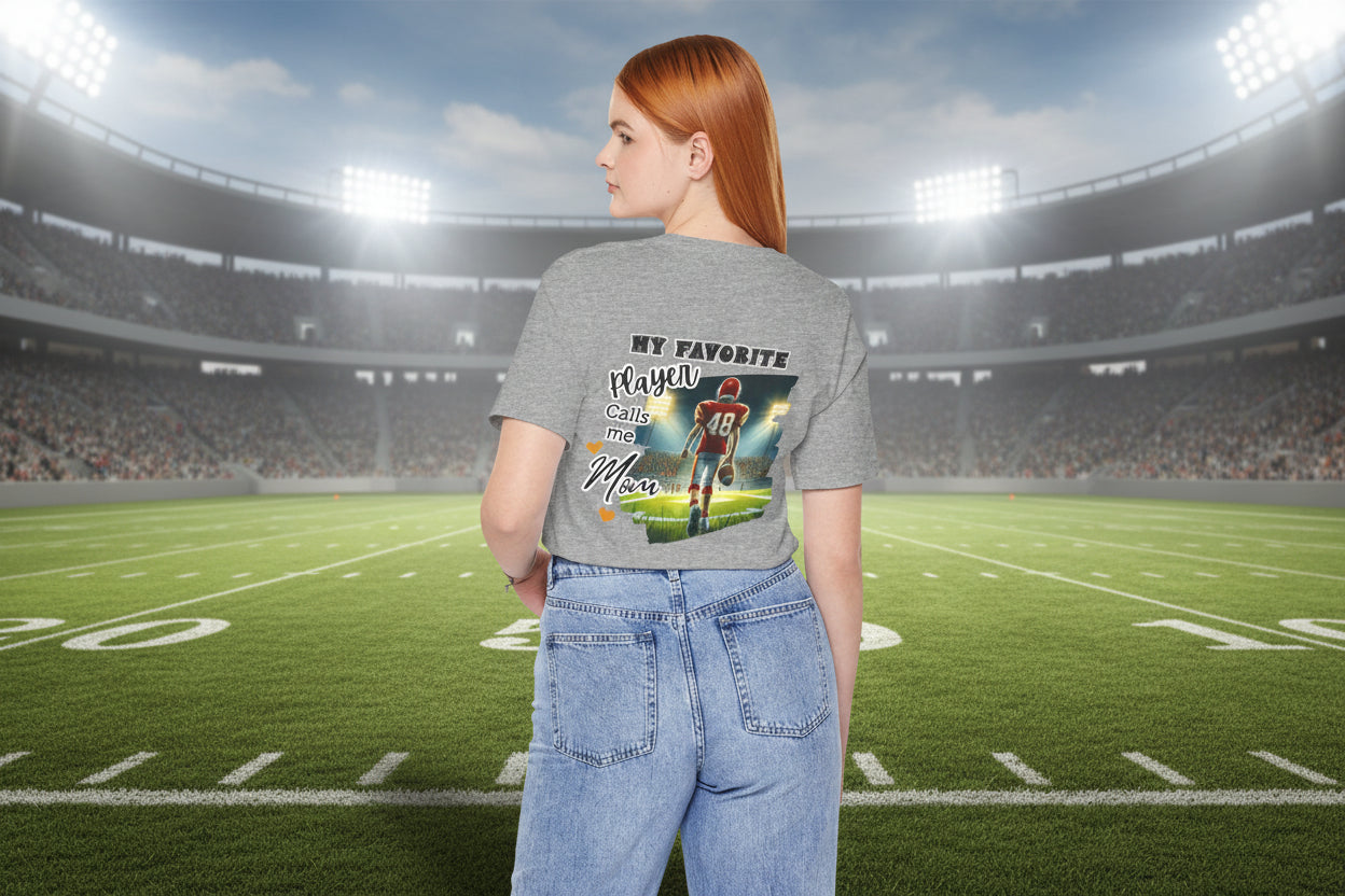 My Favorite Player Calls Me Mom Football T-Shirt | Proud Football Mom Tee | Game Day Shirt for Moms | Sports Mom Gift