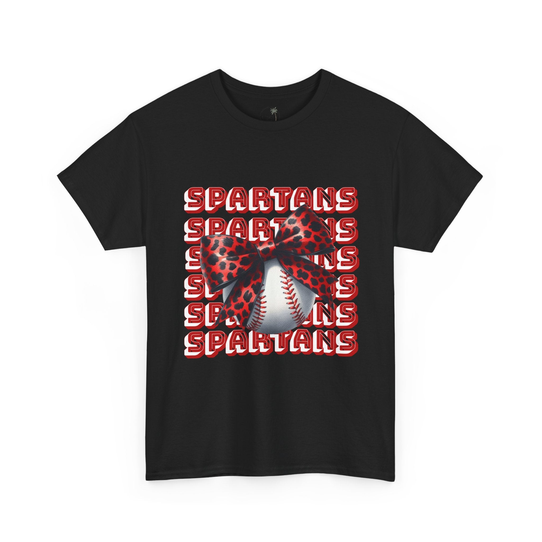 Spartans Leopard Bow Baseball Tee | Sports Team Graphic Shirt