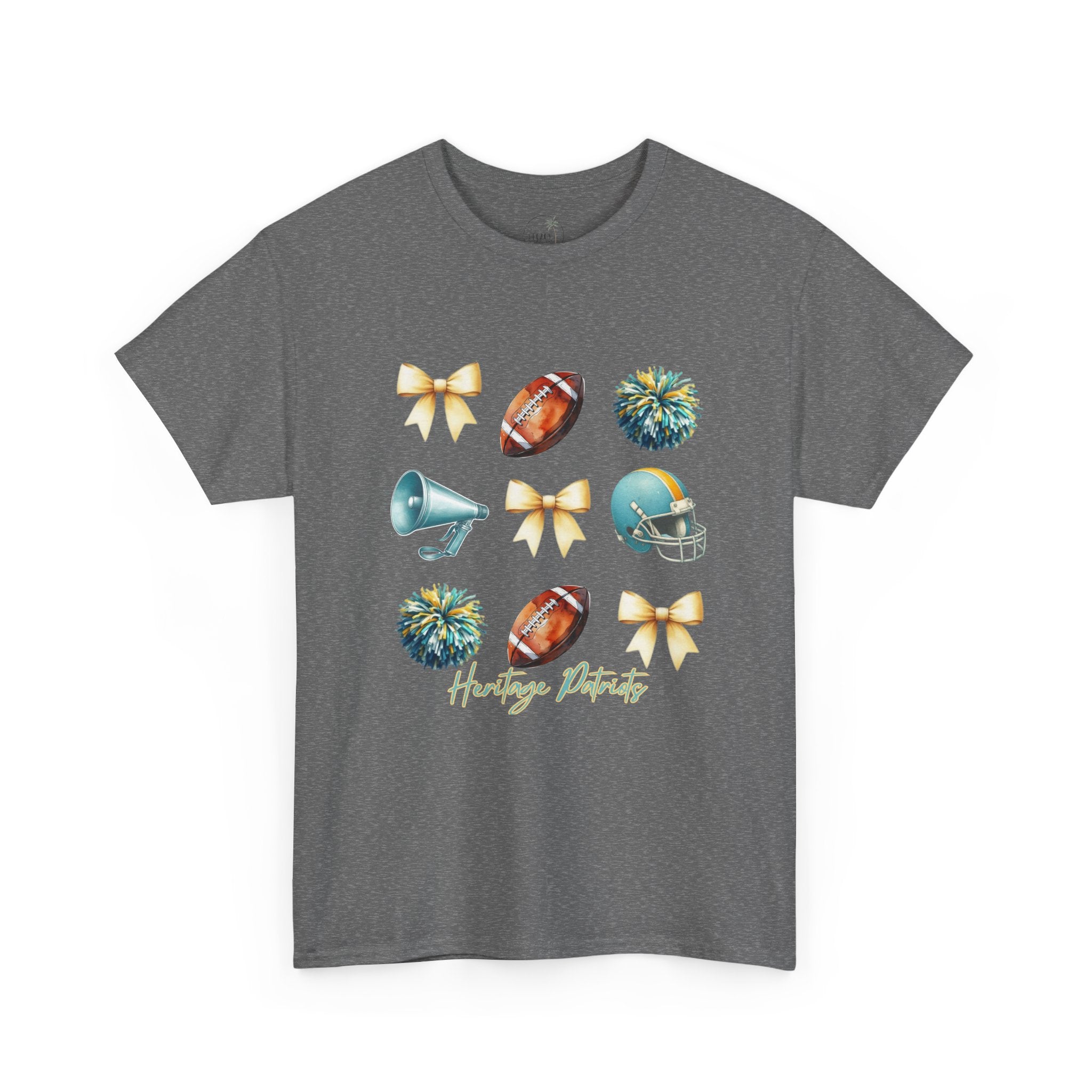 Heritage Patriots Football Icons Tee | Helmet, Ball, Pom Pom, Megaphone