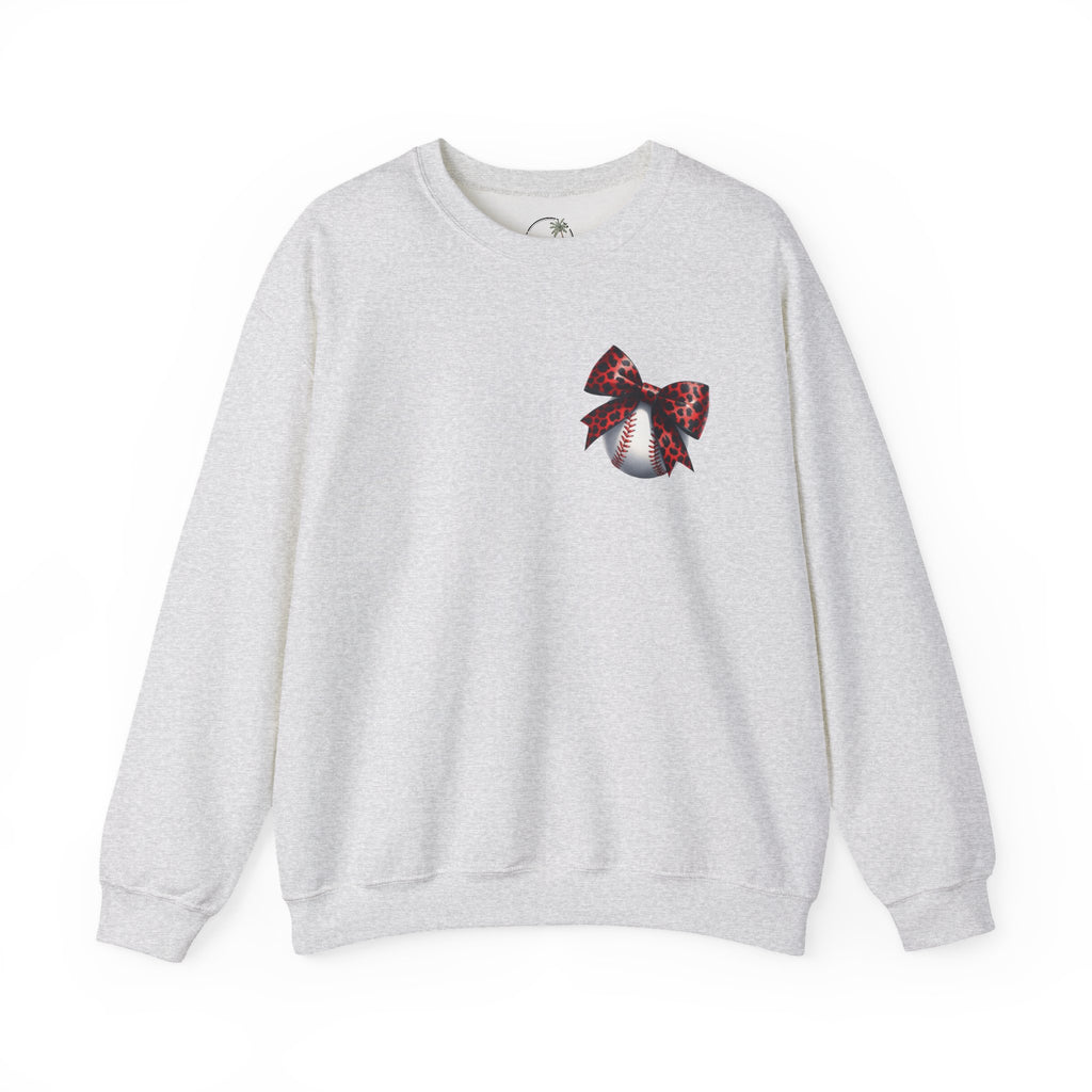 Rebels Leopard Bow Crewneck Sweatshirt | Baseball Graphic