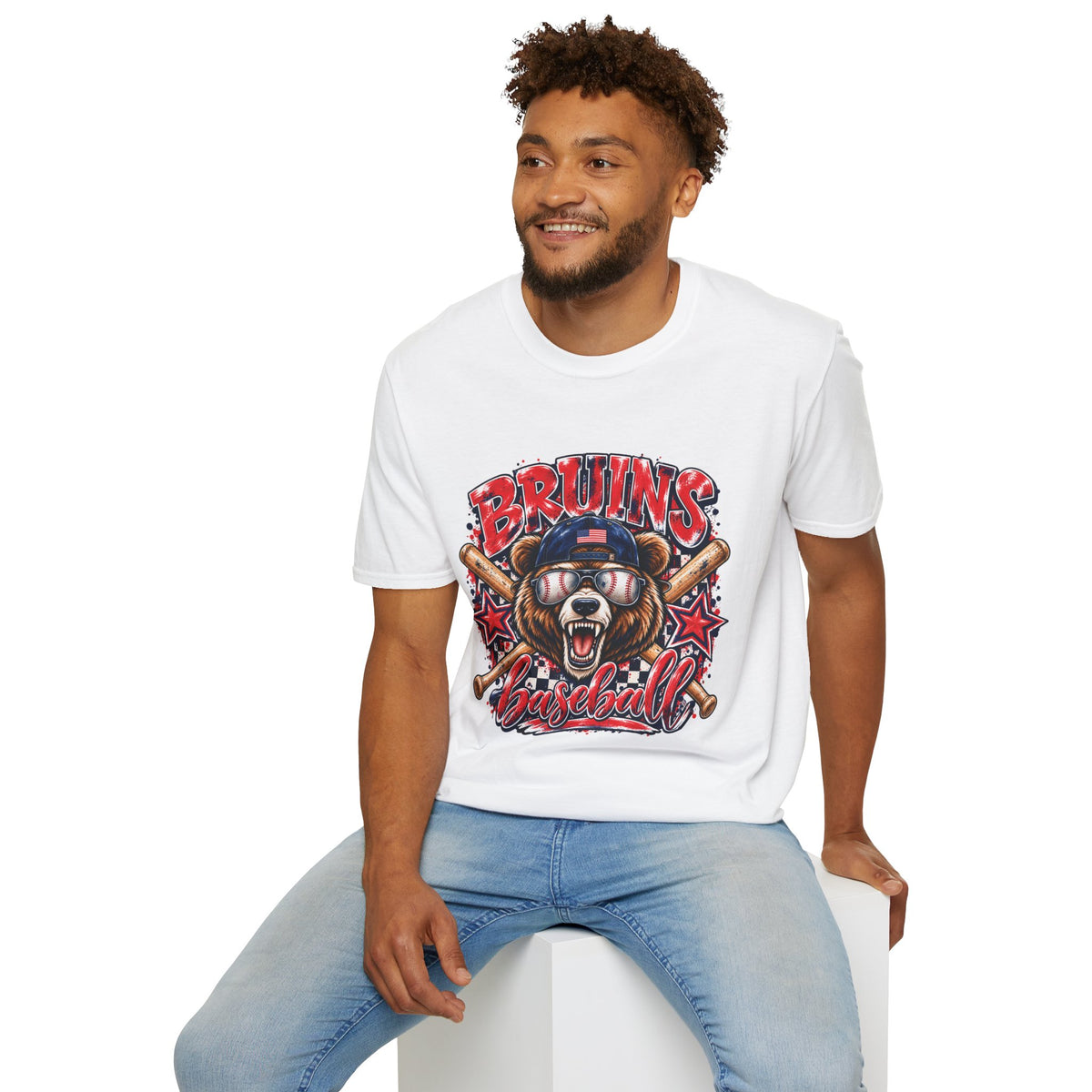 Bruins Baseball Bear T-Shirt | Vintage Helmet, Crossed Bats