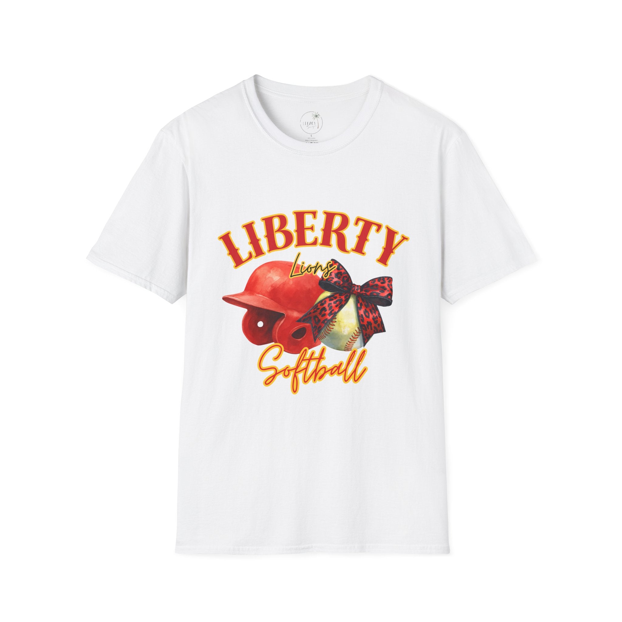 Liberty Softball Helmet Graphic T-Shirt — Patriotic Team Spirit Tee