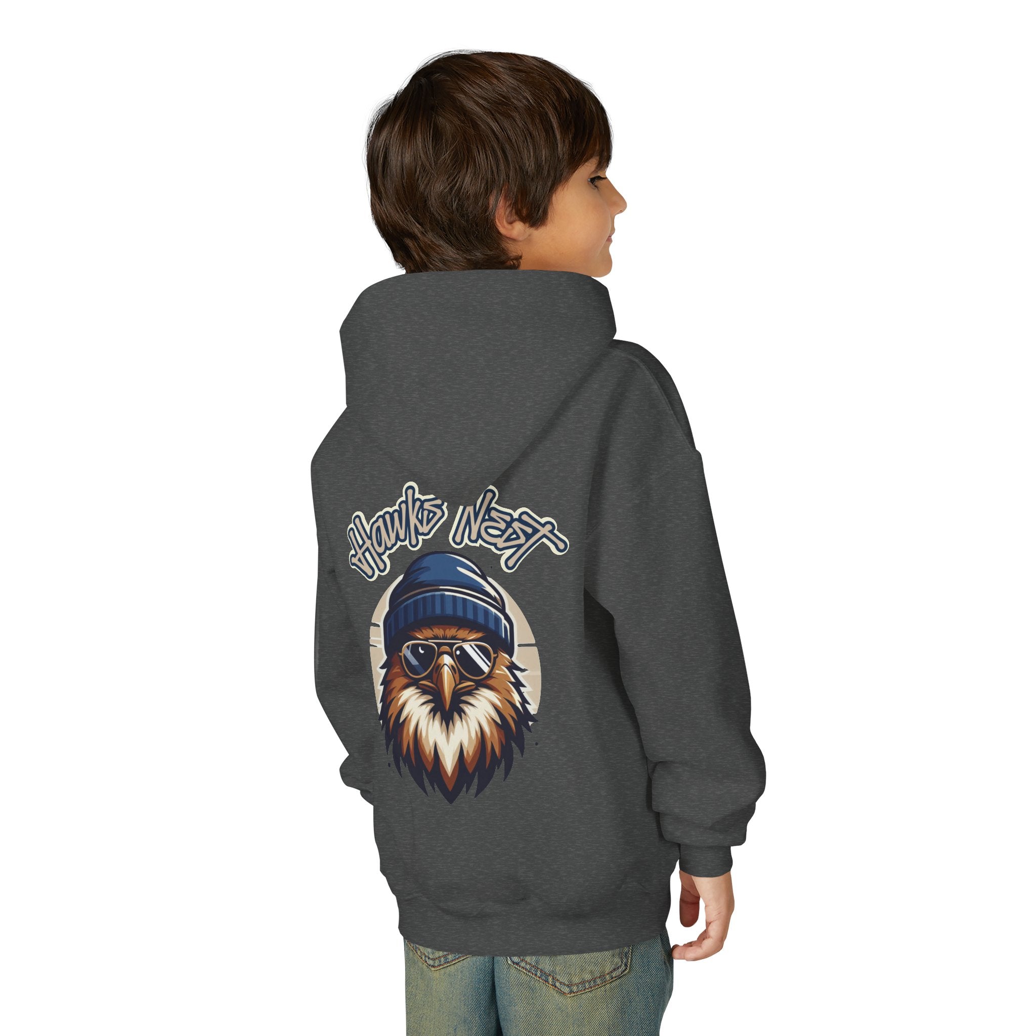 Hawks Nest Eagle Beanie Illustration Hoodie | Youth Hooded Sweatshirt