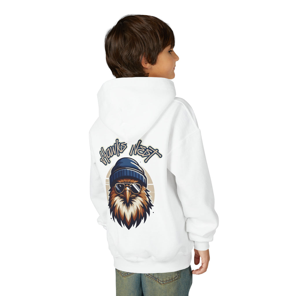 Hawks Nest Eagle Beanie Illustration Hoodie | Youth Hooded Sweatshirt