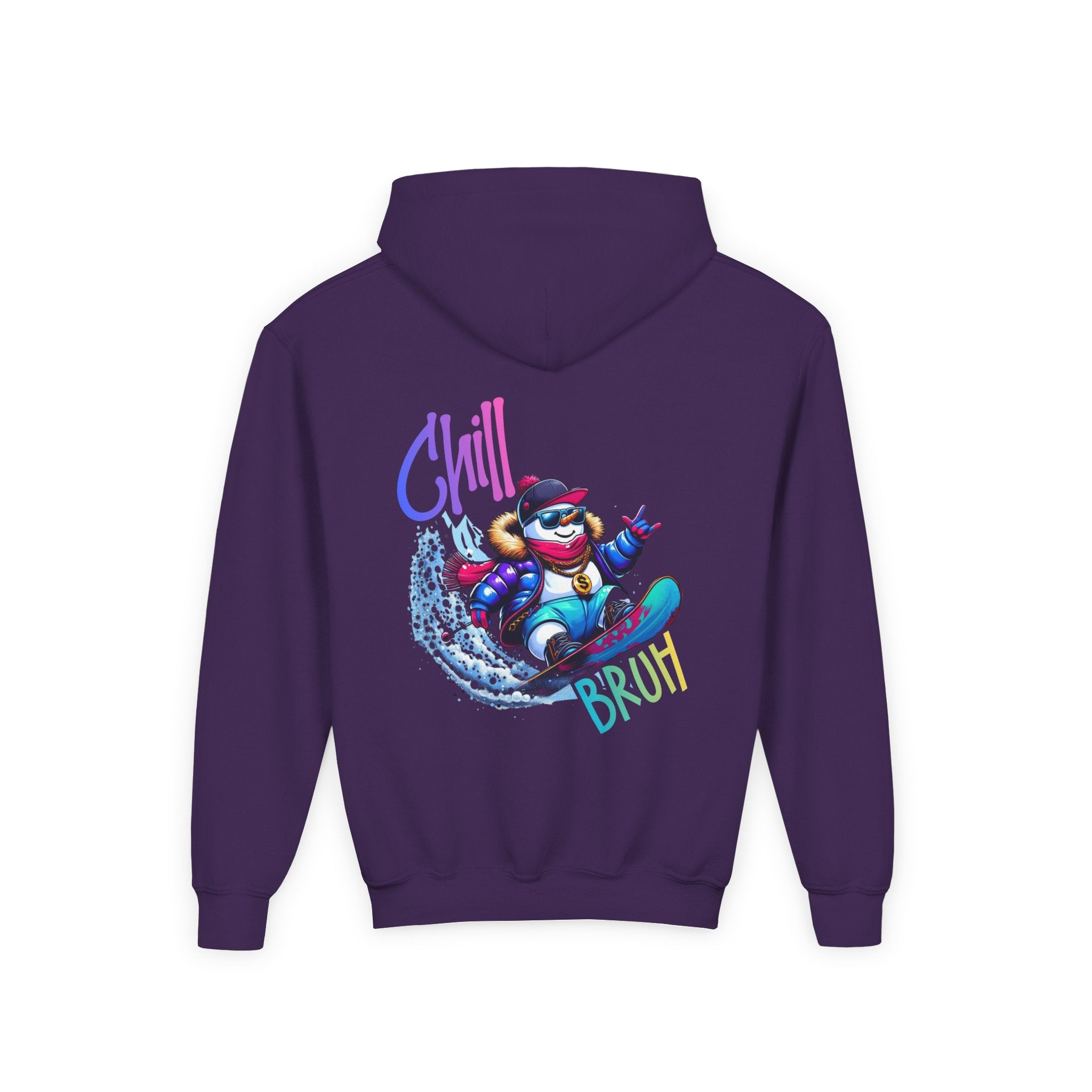 Chill Bruh Snowboarding Character Hoodie | Youth Hooded Sweatshirt