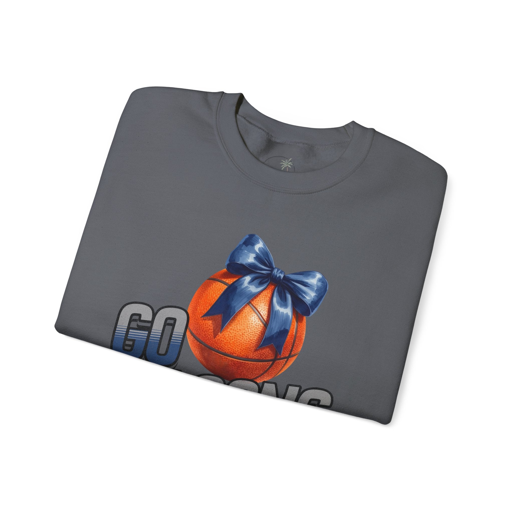 Go Falcons Basketball with Blue Bow Sweatshirt | Team Spirit Crewneck