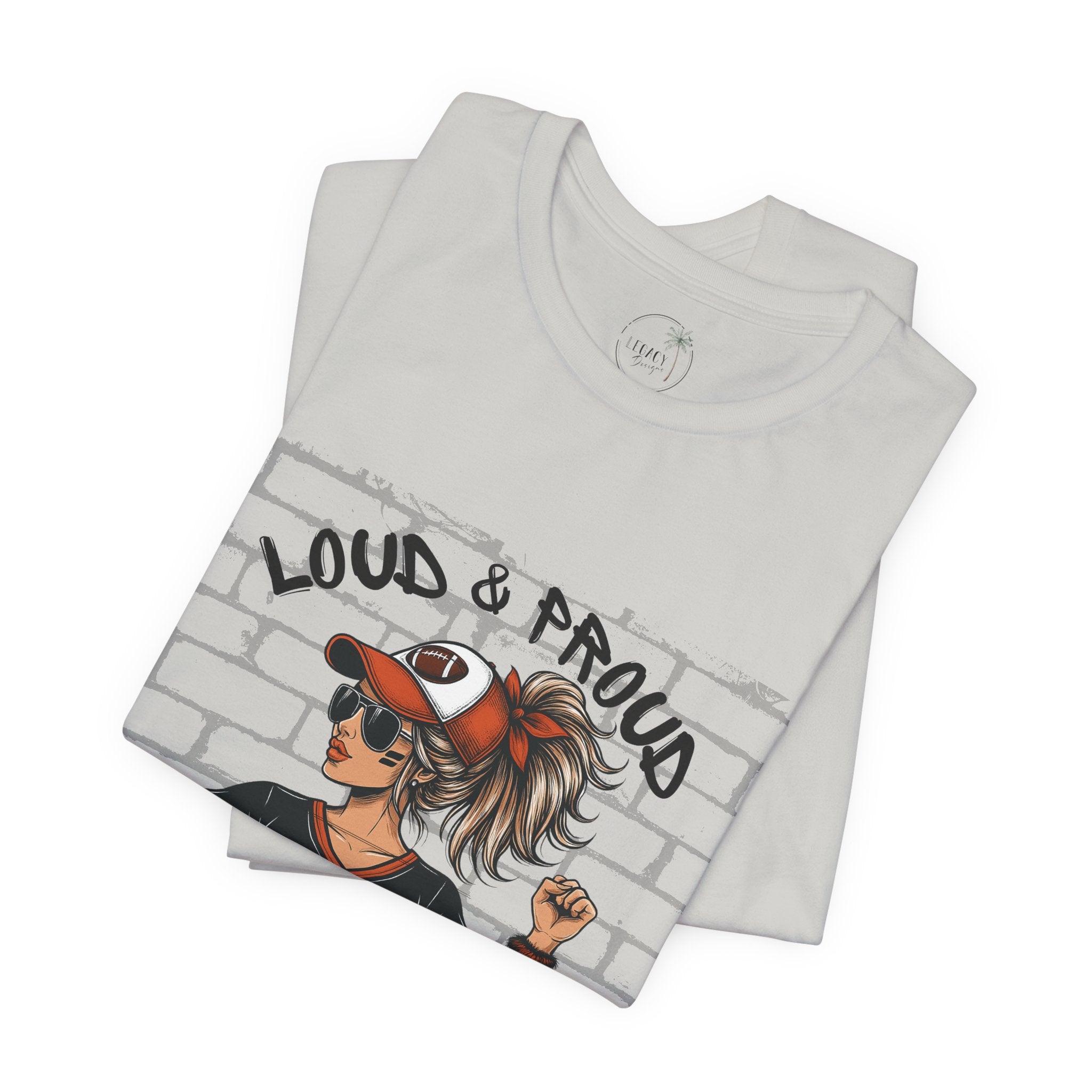 Loud & Proud Football Mom Shirt Game Day Tee for Sports Moms and Parents Support Your Player Graphic T-Shirt Game Day Outfit