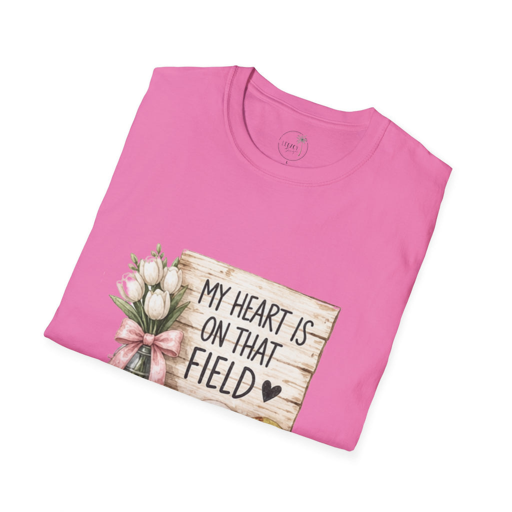 My Heart Is On That Field T-Shirt | Baseball Softball Mom Design