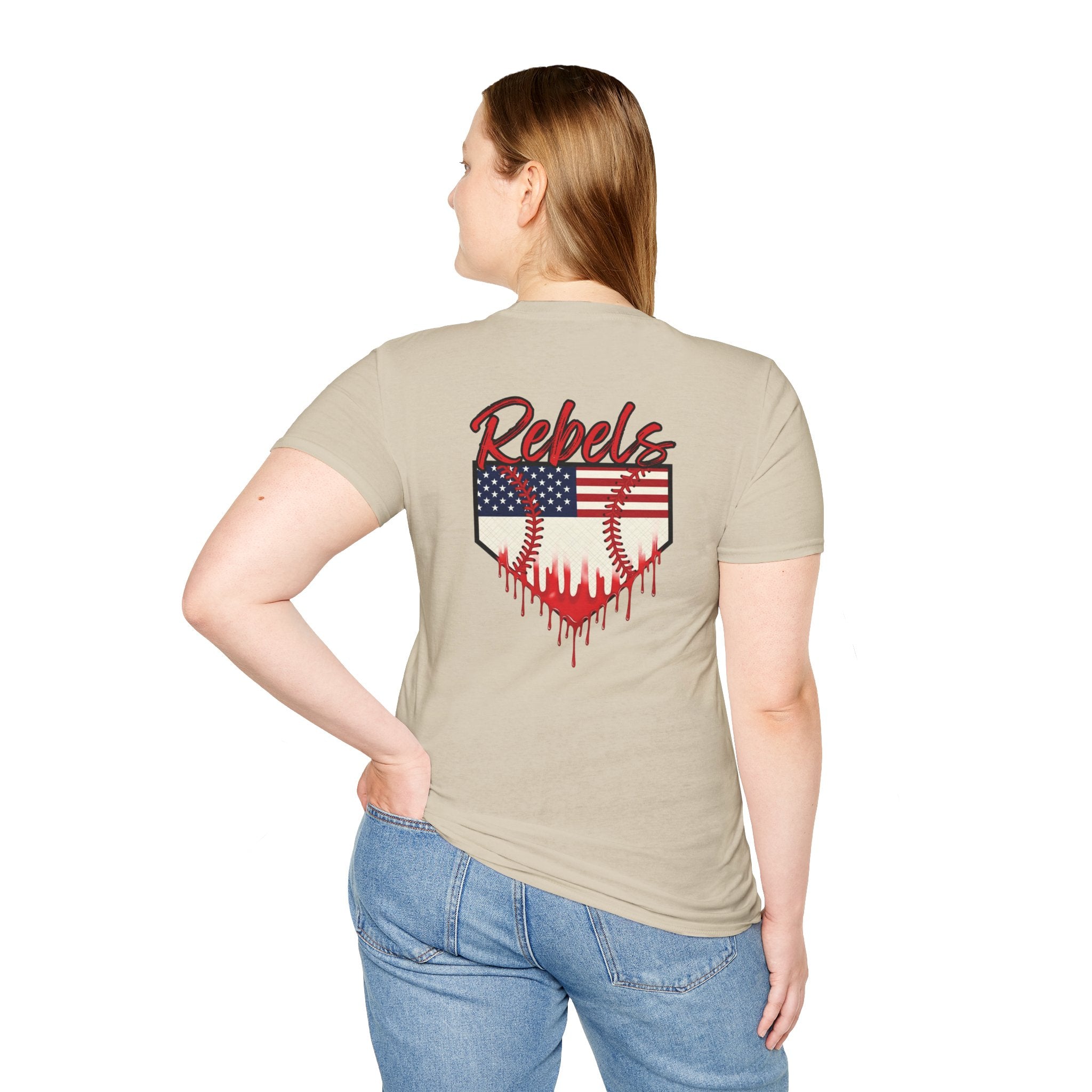 Rebels American Flag Baseball T-Shirt |American Flag Home Plate Drip Design