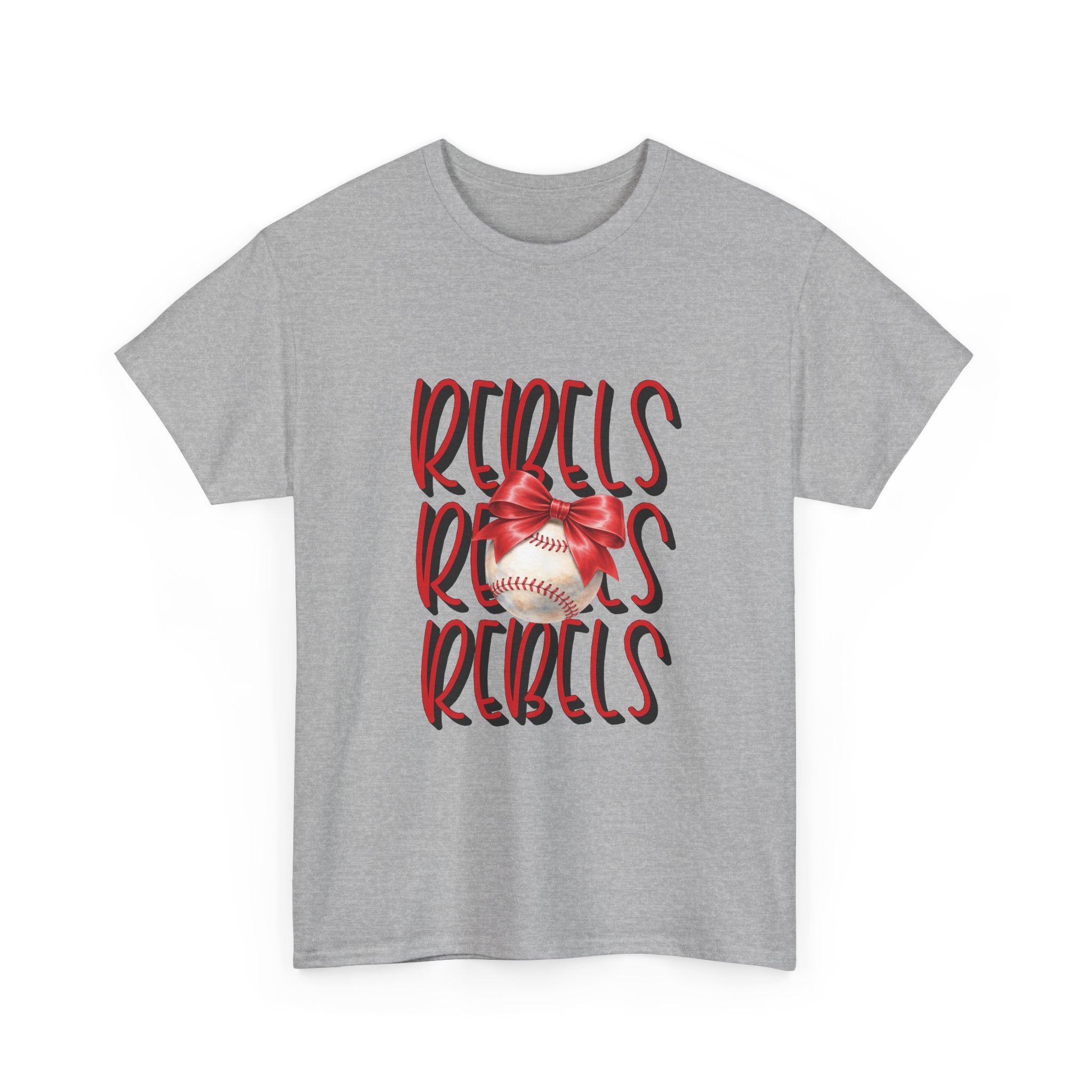 Rebels Baseball Graphic Tee | Script Lettering, Baseball with Bow