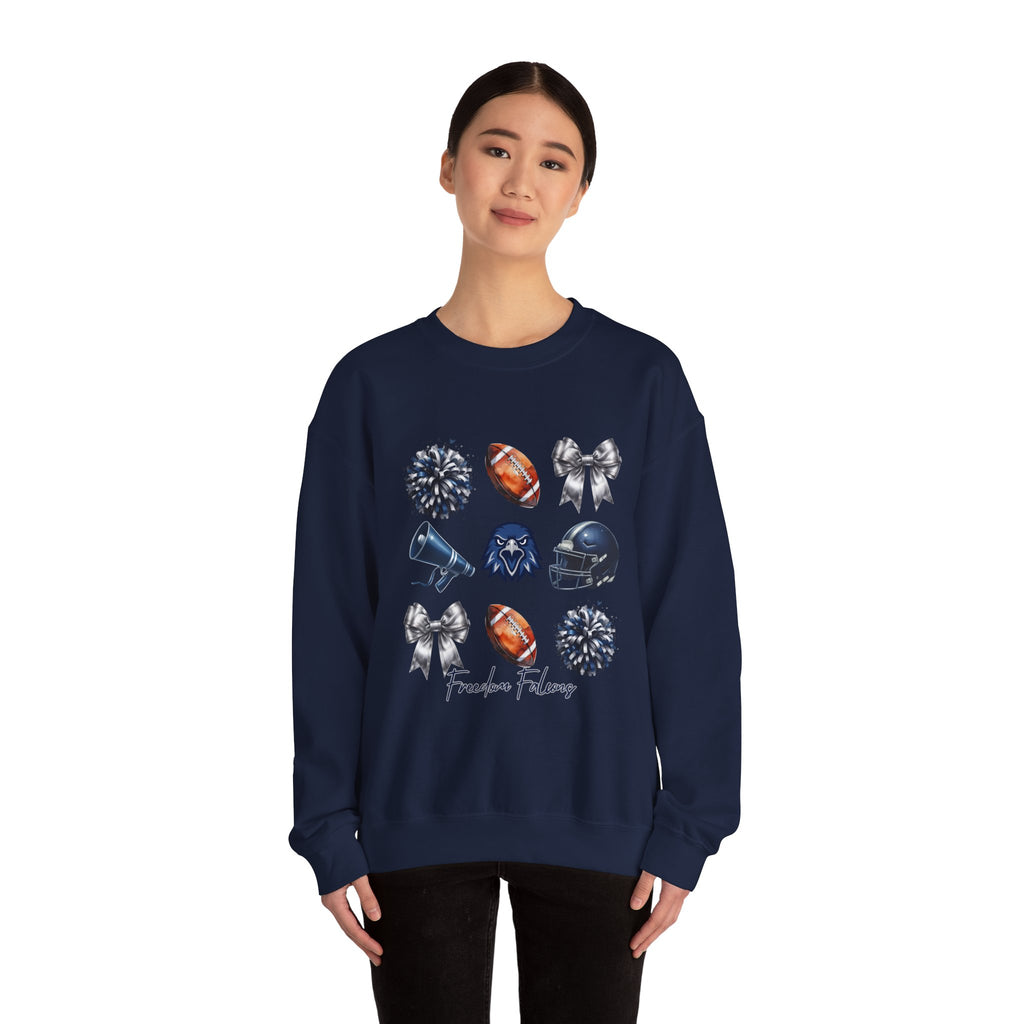 Freedom Falcons Football Crewneck Sweatshirt | Football Icons, Megaphone & Bows