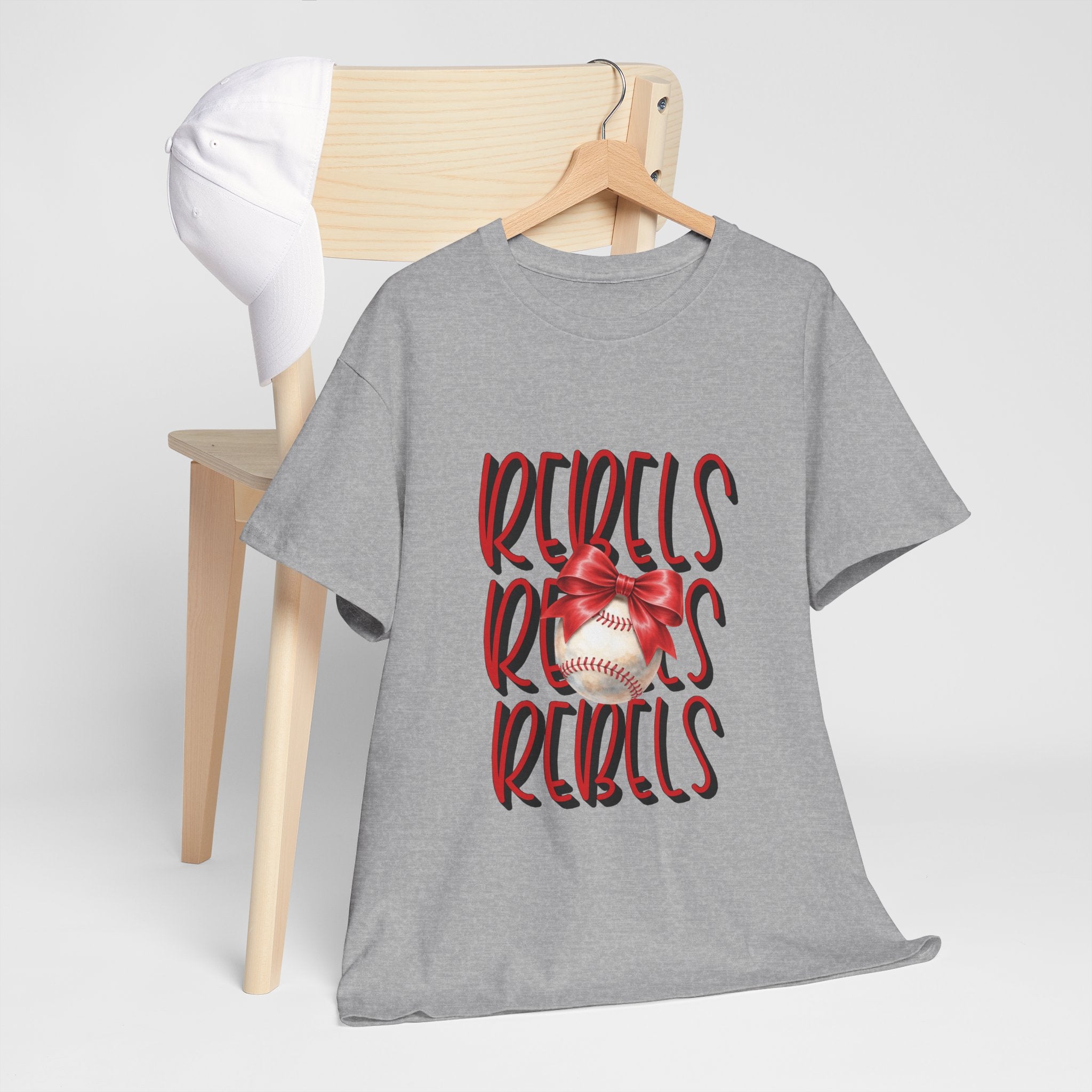 Rebels Baseball Graphic Tee | Script Lettering, Baseball with Bow