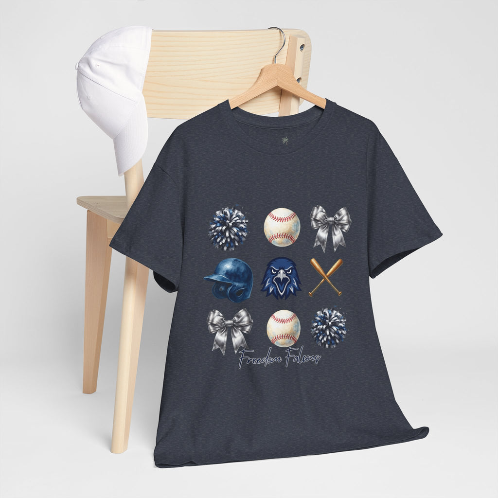 Freedom Falcon Baseball Icons Tee | Helmet, Bat, Ball,