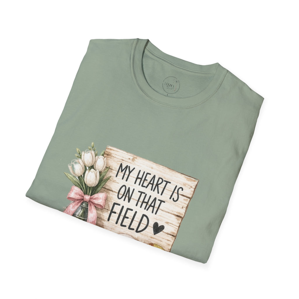 My Heart Is On That Field T-Shirt | Baseball Softball Mom Design