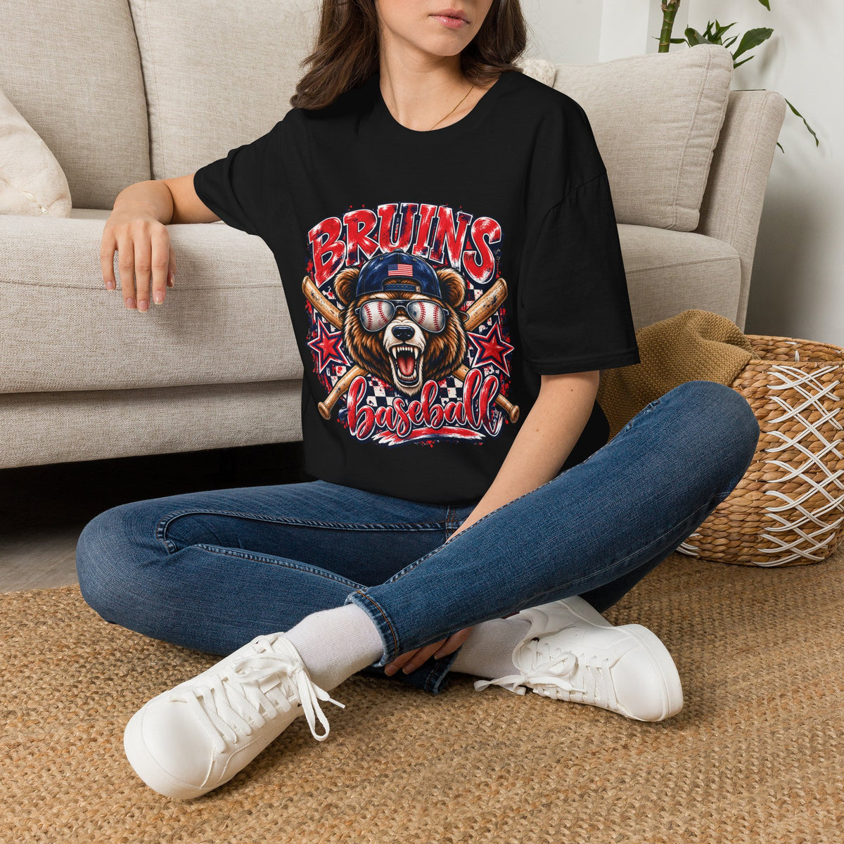 Bruins Baseball Bear T-Shirt | Vintage Helmet, Crossed Bats