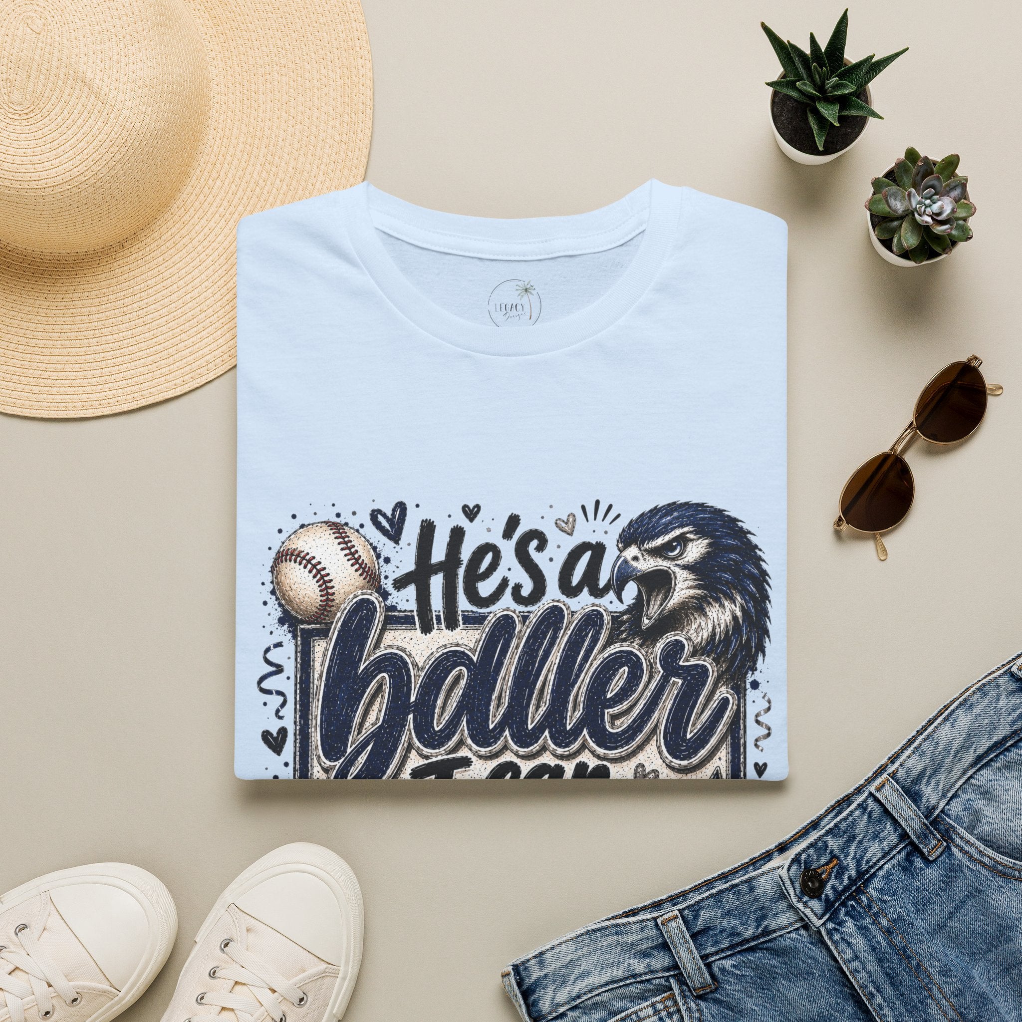 Falcon Baseball 'He's a Baller I Can Tell' T‑Shirt