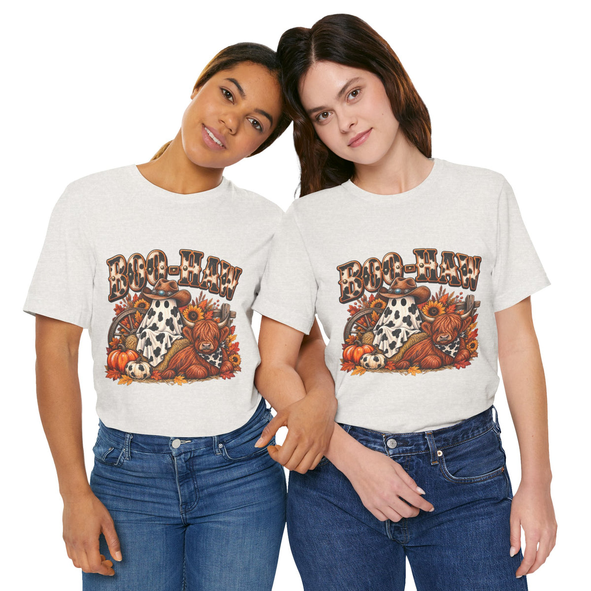 Boo-Haw Halloween T-Shirt  Western Ghost Cowgirl Tee, Fall Pumpkin Patch Shirt, Funny Country Halloween Graphic Tee