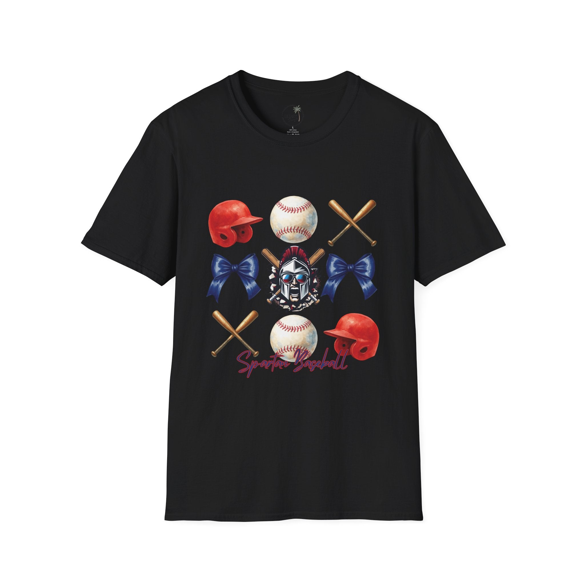 Spartan Baseball Helmet and Gear T-Shirt | Baseball bats, balls, catcher mask, bows