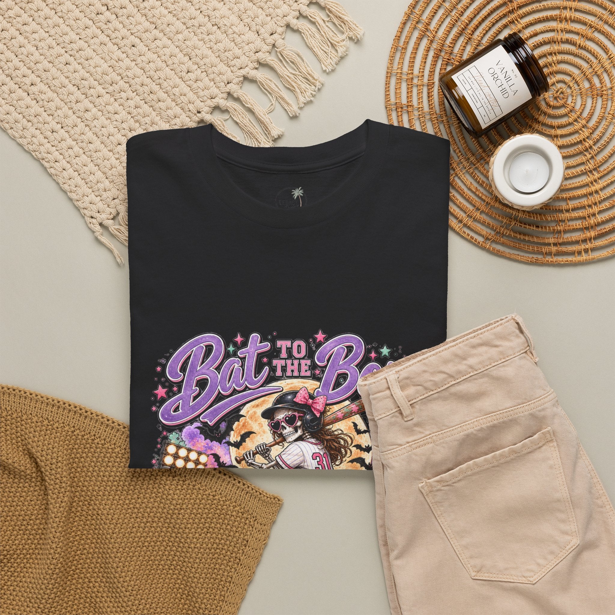 Bat to the Bone Halloween Softball Tee | Vintage Pumpkins