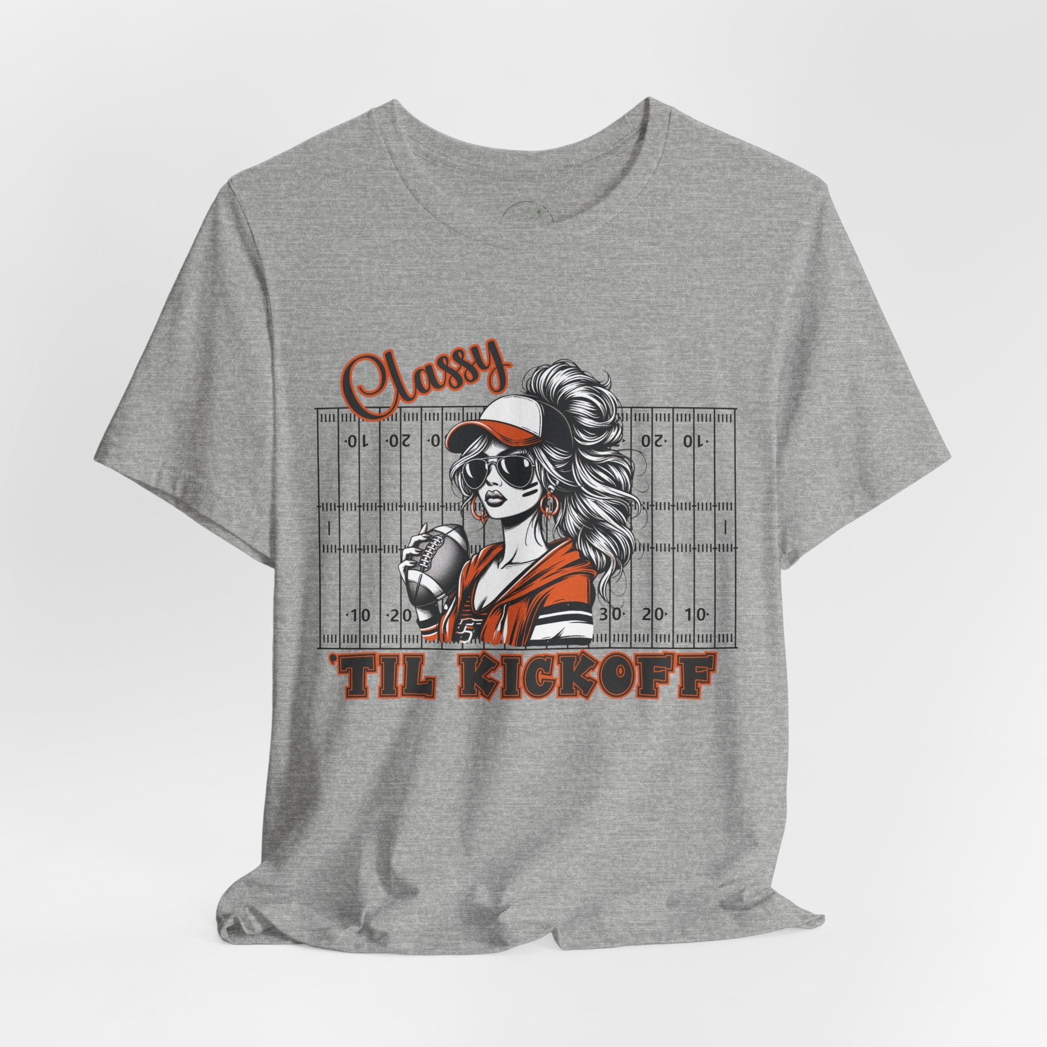 Classy Til Kickoff Football T-Shirt | Womens Game Day Tee | Cute Football Mom Shirt | Tailgate Outfit Fall Sports Fan Gift