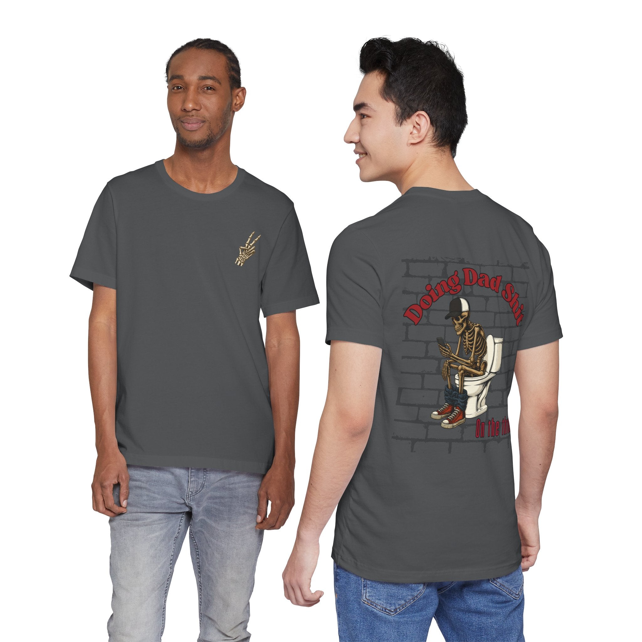 Doing Dad Shit Funny Skeleton T-Shirt | Mens Graphic Tee | Dad Humor Shirt | On the Throne Toilet Tee Gift for Fathers