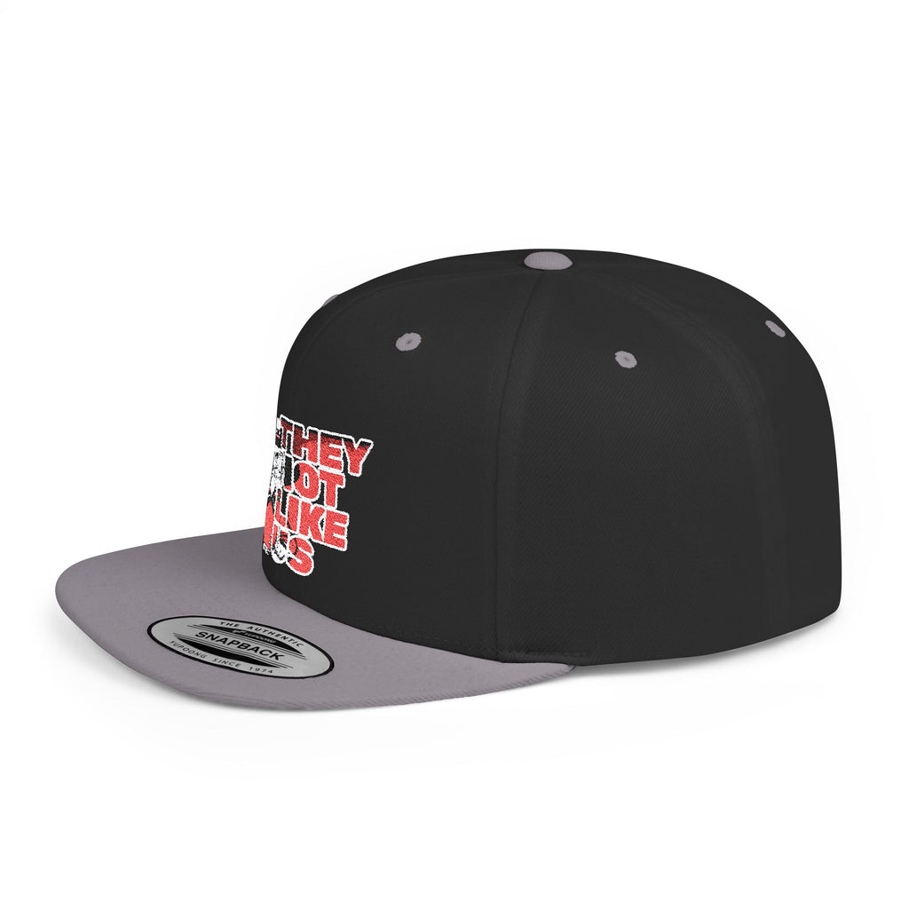 Rebel-They Not Like Us Flat Bill Snapback Hat, Team Spirit Cap, Gift for sports Mom/Dad, Game Day Accessory,