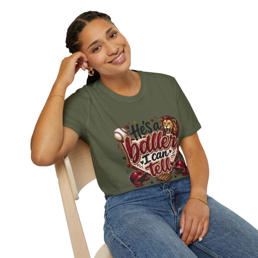 He's a Baller Lion baseball T-Shirt | Sports graphic tee