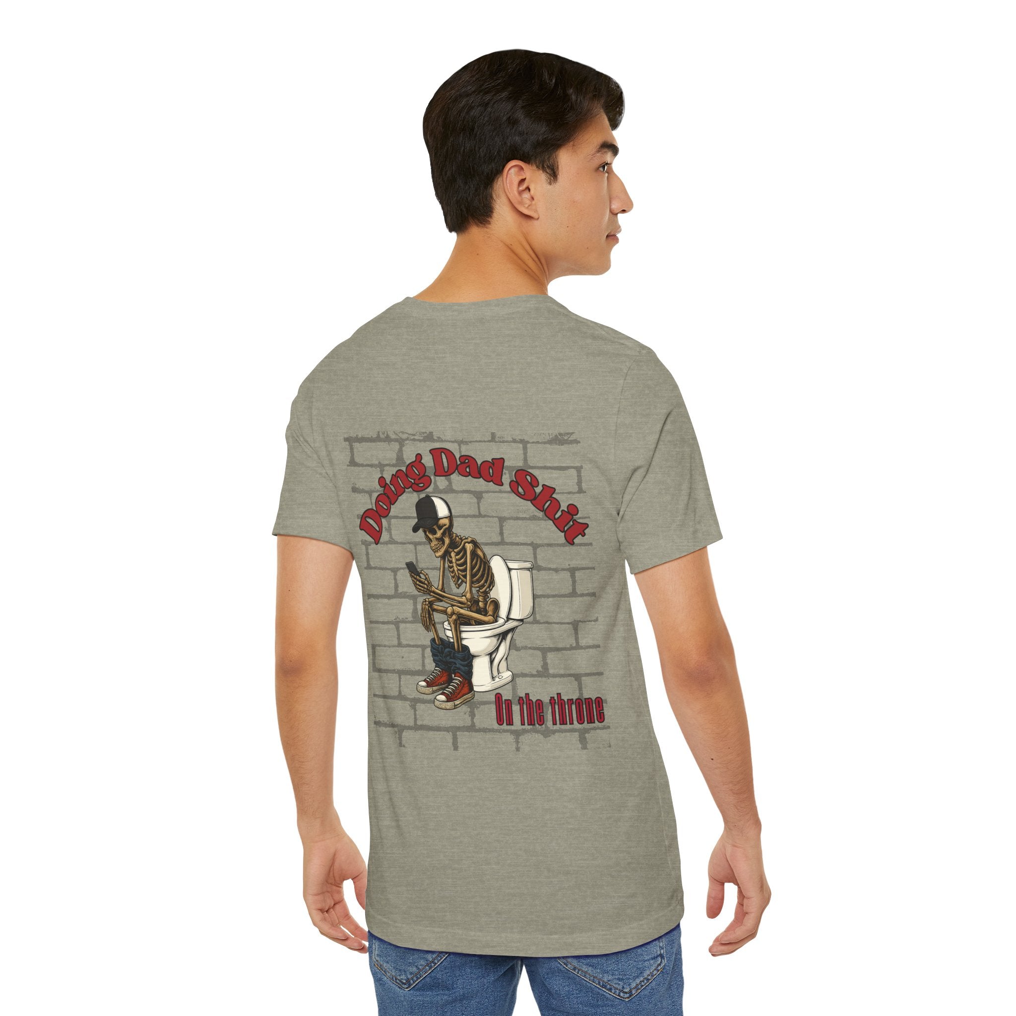 Doing Dad Shit Funny Skeleton T-Shirt | Mens Graphic Tee | Dad Humor Shirt | On the Throne Toilet Tee Gift for Fathers