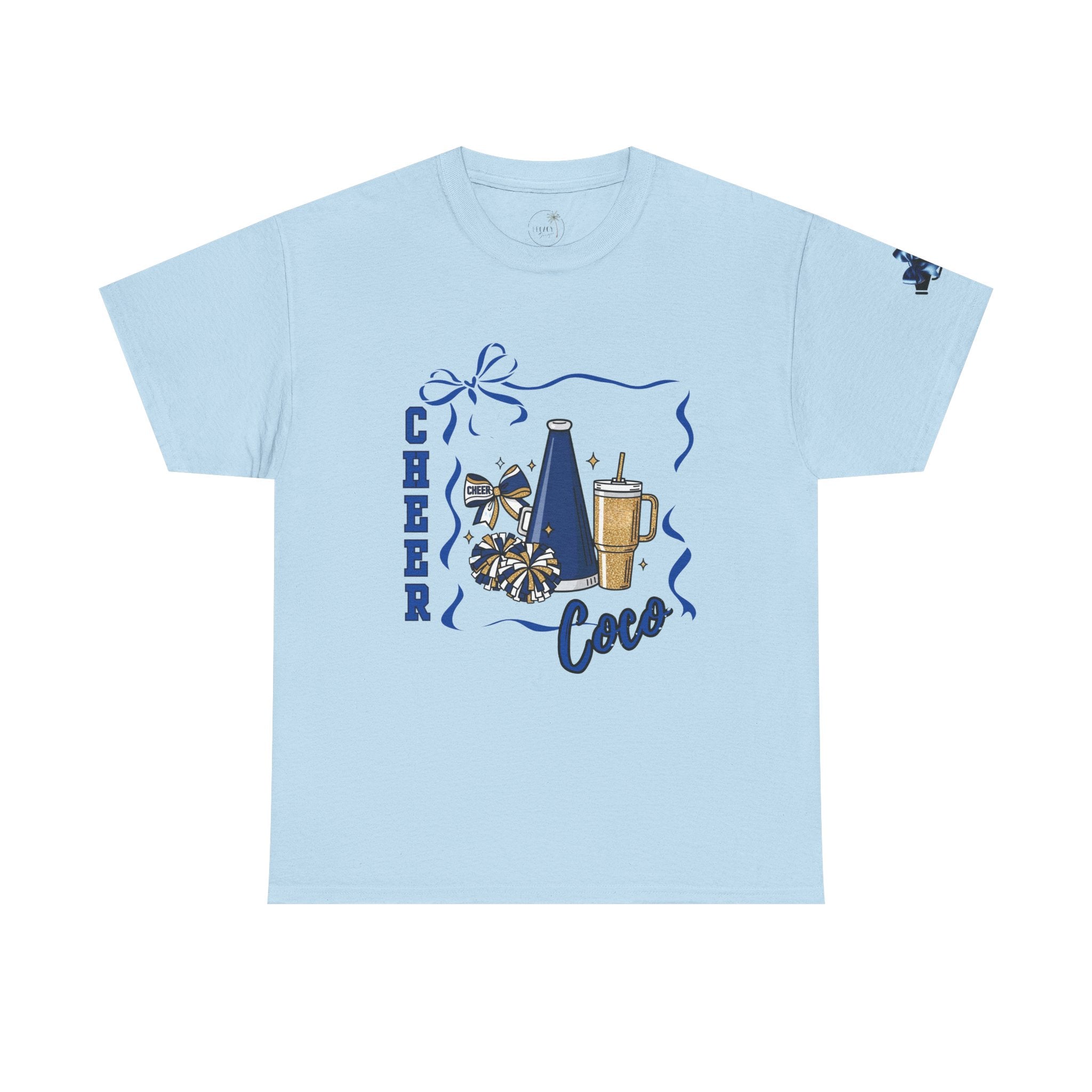 Cheer Coco T-Shirt | Megaphone, Pom Poms, Coffee Cup Cheerleader Tee
