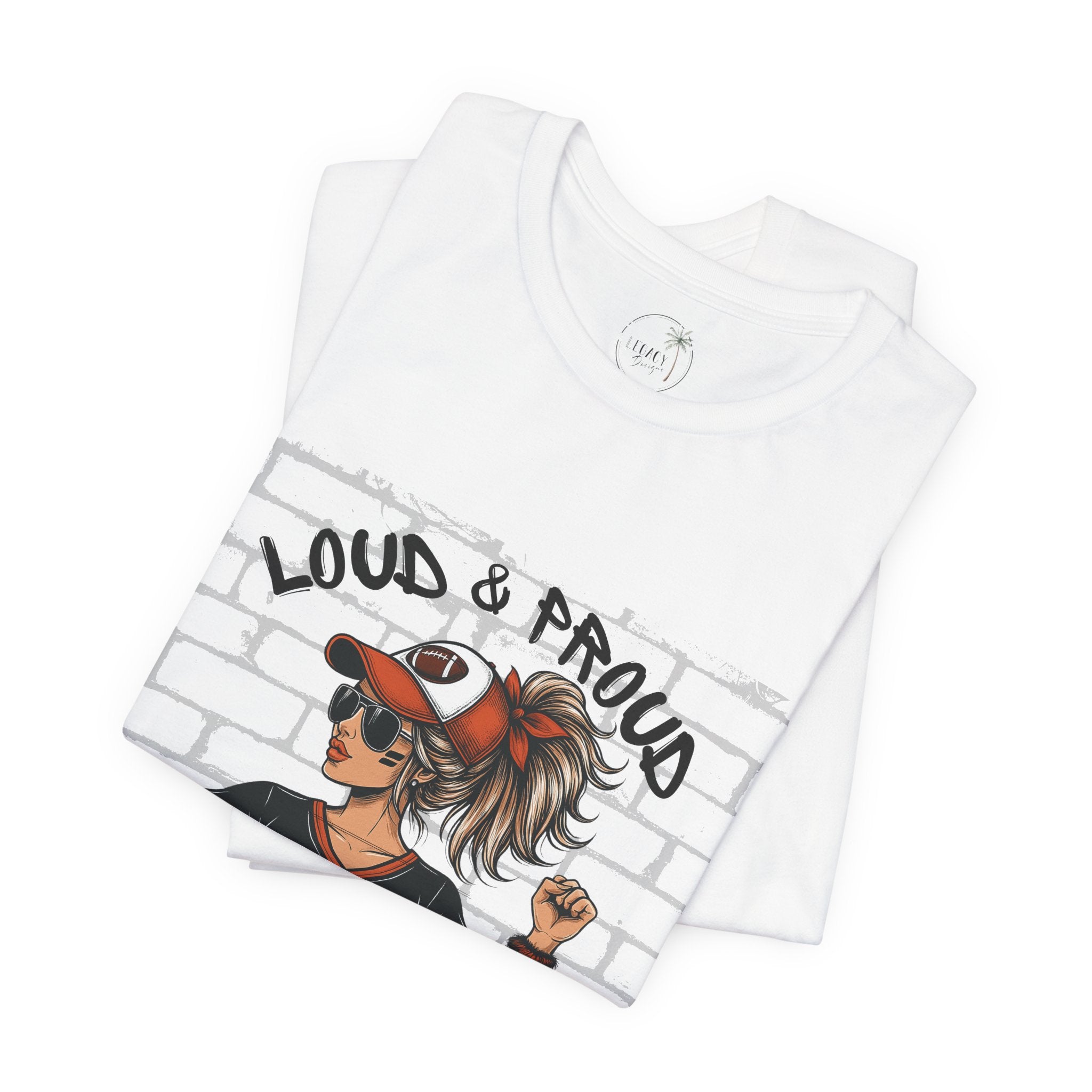 Loud & Proud Football Mom Shirt Game Day Tee for Sports Moms and Parents Support Your Player Graphic T-Shirt Game Day Outfit