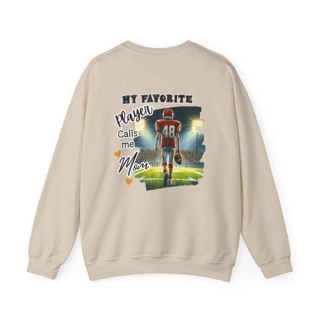 My Favorite Player Calls Me Mom Crewneck Sweatshirt, Family Sweatshirt, Sports Mom Gift, Football Sweatshirt, Unisex Casual Wear