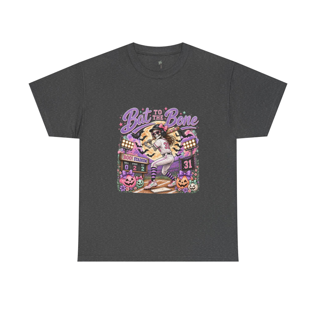 Bat to the Bone Halloween Softball Tee | Vintage Pumpkins