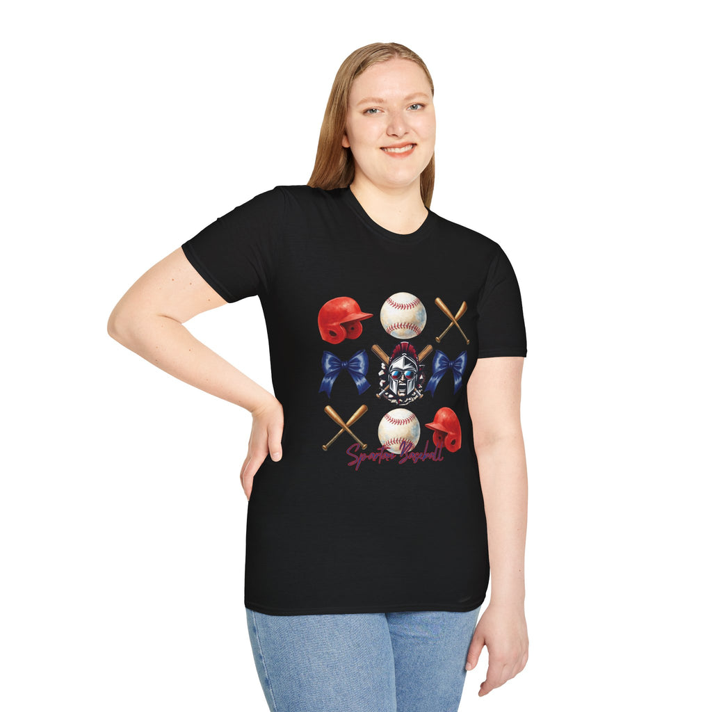 Spartan Baseball Helmet and Gear T-Shirt | Baseball bats, balls, catcher mask, bows