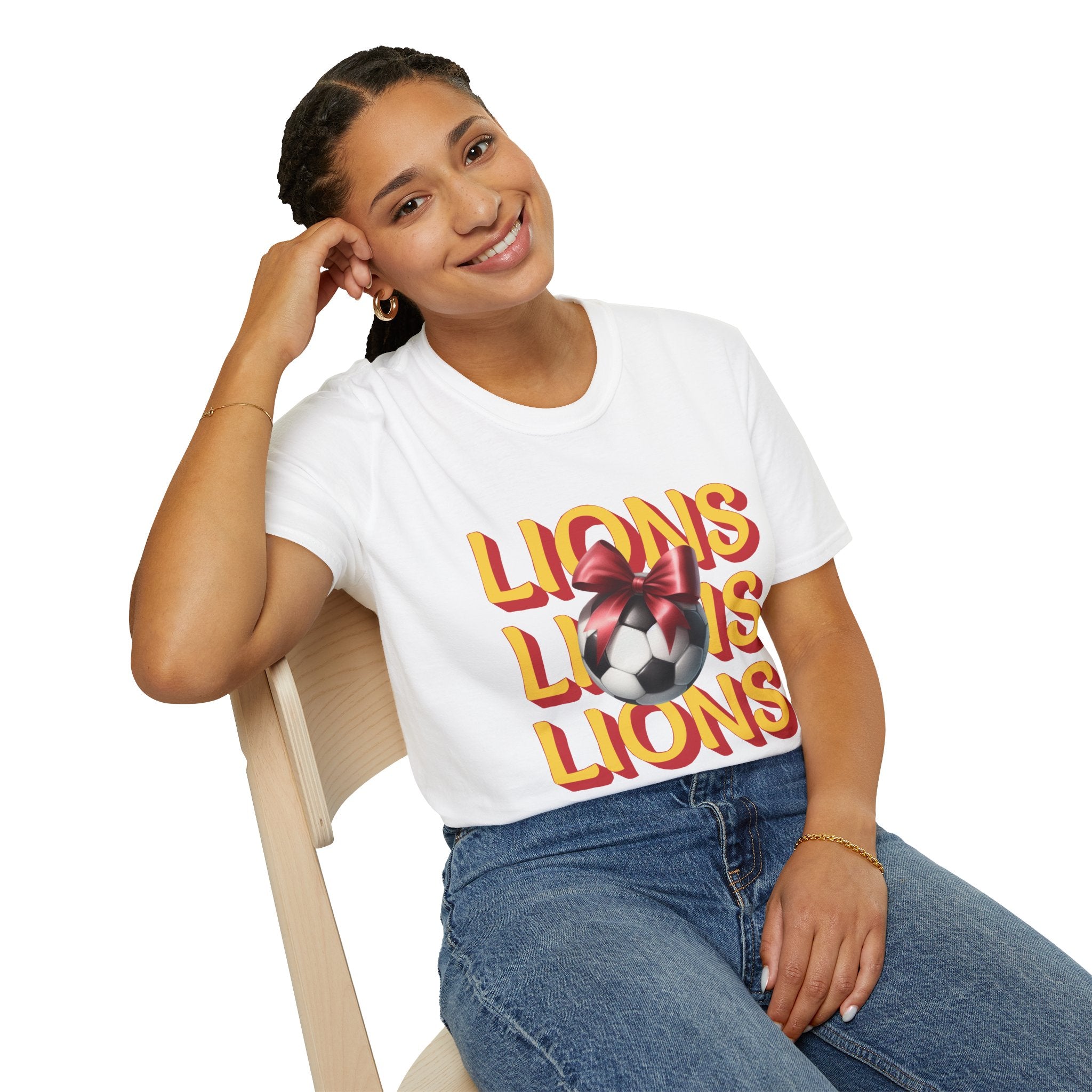Liberty Lions Soccer Graphic Tee — Retro Lions Bow Soccer Ball Design