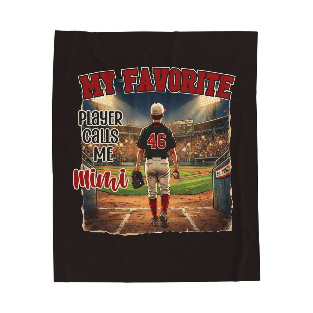 Velveteen Plush Blanket – “My Favorite Player Calls Me Mimi” Baseball Grandma Gift