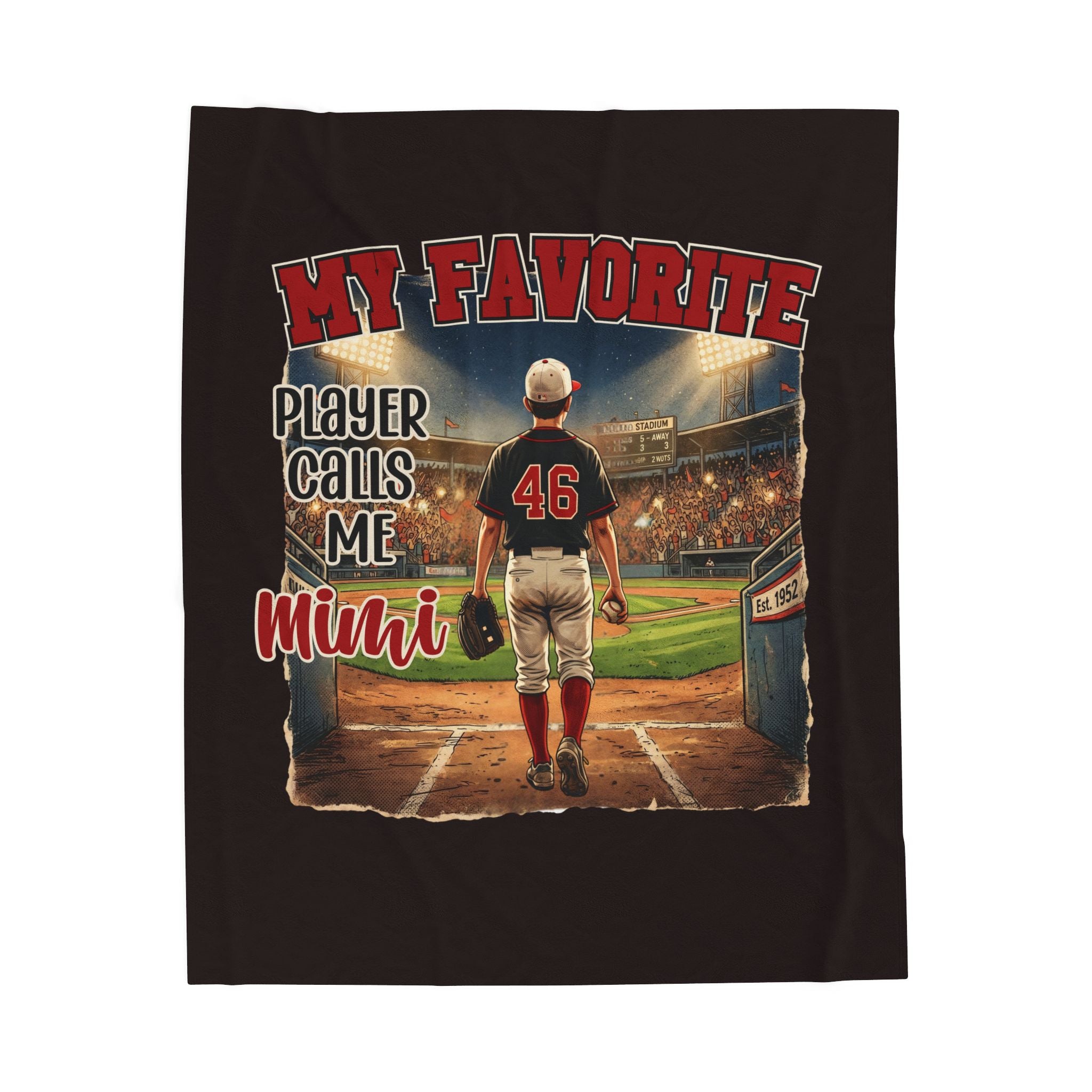 Velveteen Plush Blanket – “My Favorite Player Calls Me Mimi” Baseball Grandma Gift