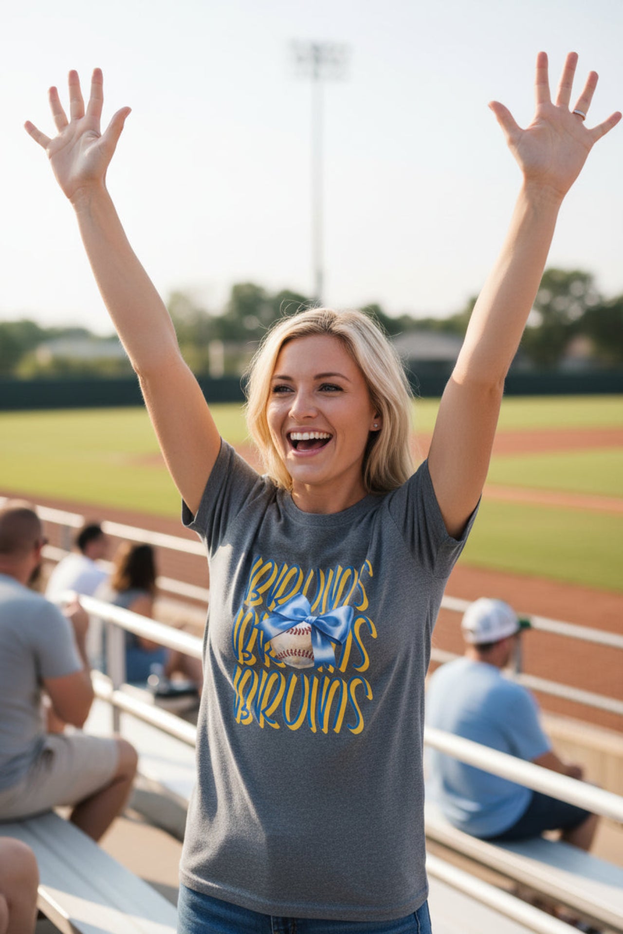 Bruins Baseball with Blue Bow T-Shirt | Sports Team Fan Tee