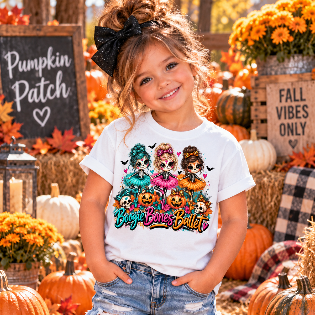 Boogie Bones Ballet Halloween T-Shirt | Cute Skeleton Ballerina Tee for Kids | Girls Fall Outfit | Spooky Season Shirt