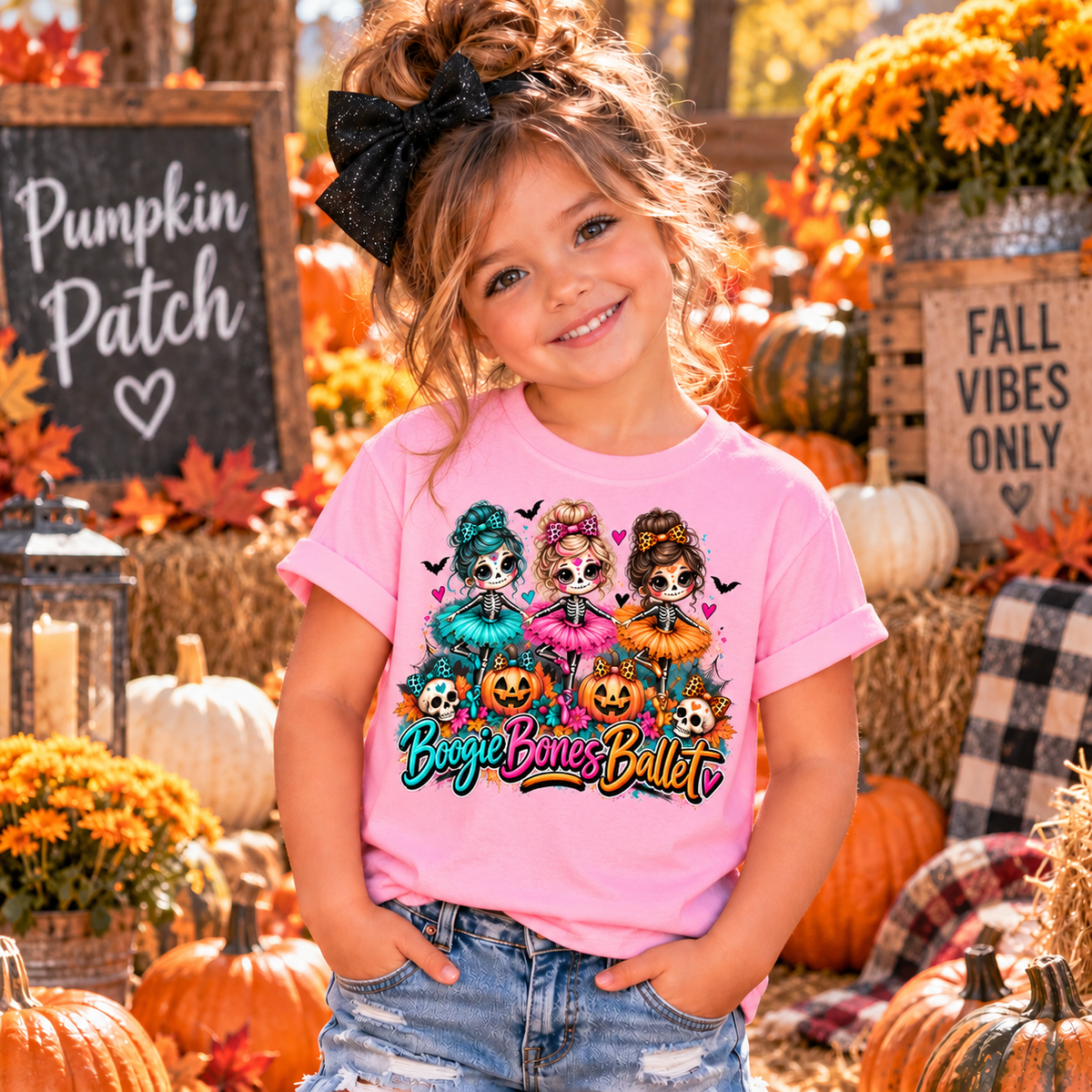 Boogie Bones Ballet Halloween T-Shirt | Cute Skeleton Ballerina Tee for Kids | Girls Fall Outfit | Spooky Season Shirt