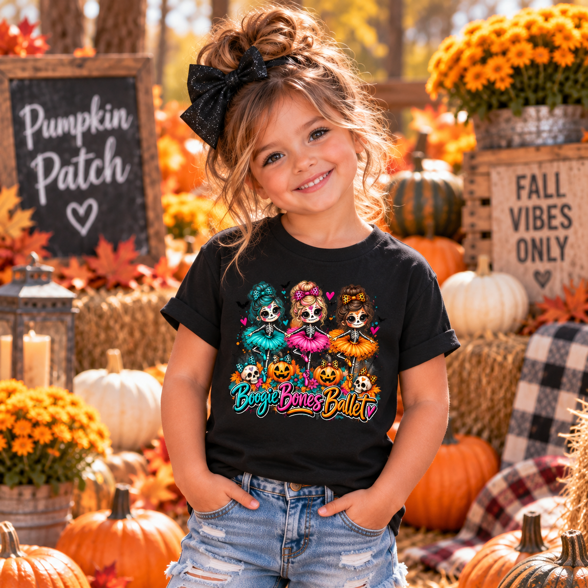 Boogie Bones Ballet Halloween T-Shirt | Cute Skeleton Ballerina Tee for Kids | Girls Fall Outfit | Spooky Season Shirt