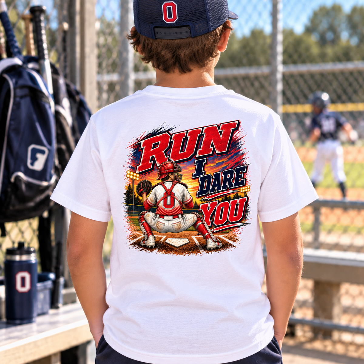 Baseball Catcher Kids Tee I Dare You Graphic tee